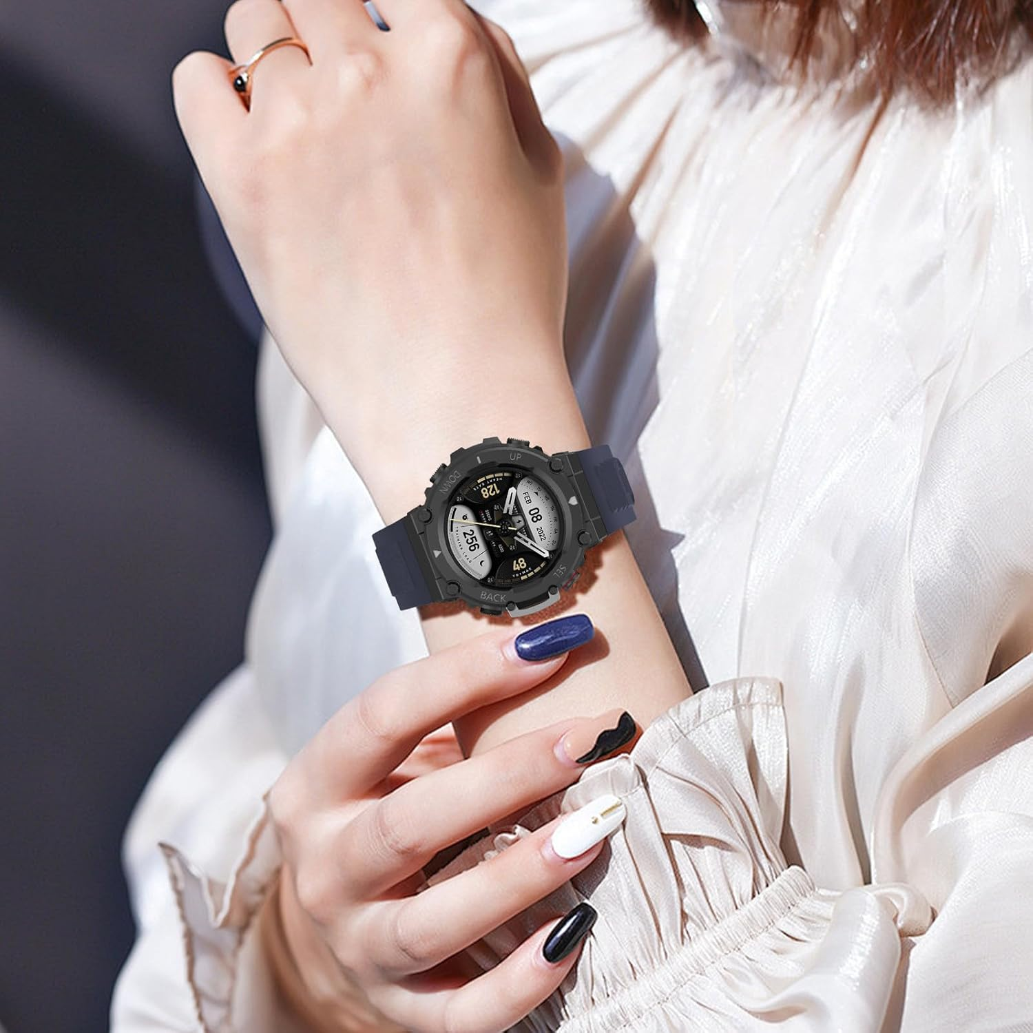 CHULN Pack of 2 Silicone Wristbands Compatible with Amazfit T-Rex 2, Adjustable Waterproof Replacement Wristband Sports Strap for Amazfit T-Rex 2 - 2 Pcs-A image number 5