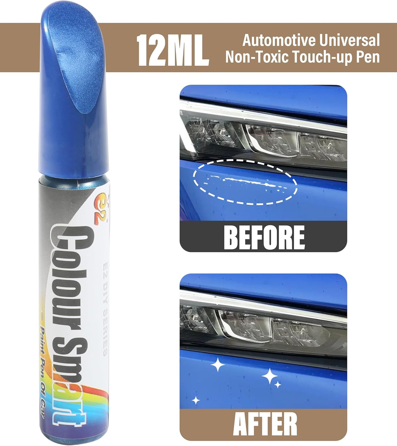 Car Scratch Repair Paint Pen - Deep Scratch Remover for Vehicles, Universal Touch up Paint, Car Accessories (Blue) - Silver image number 4