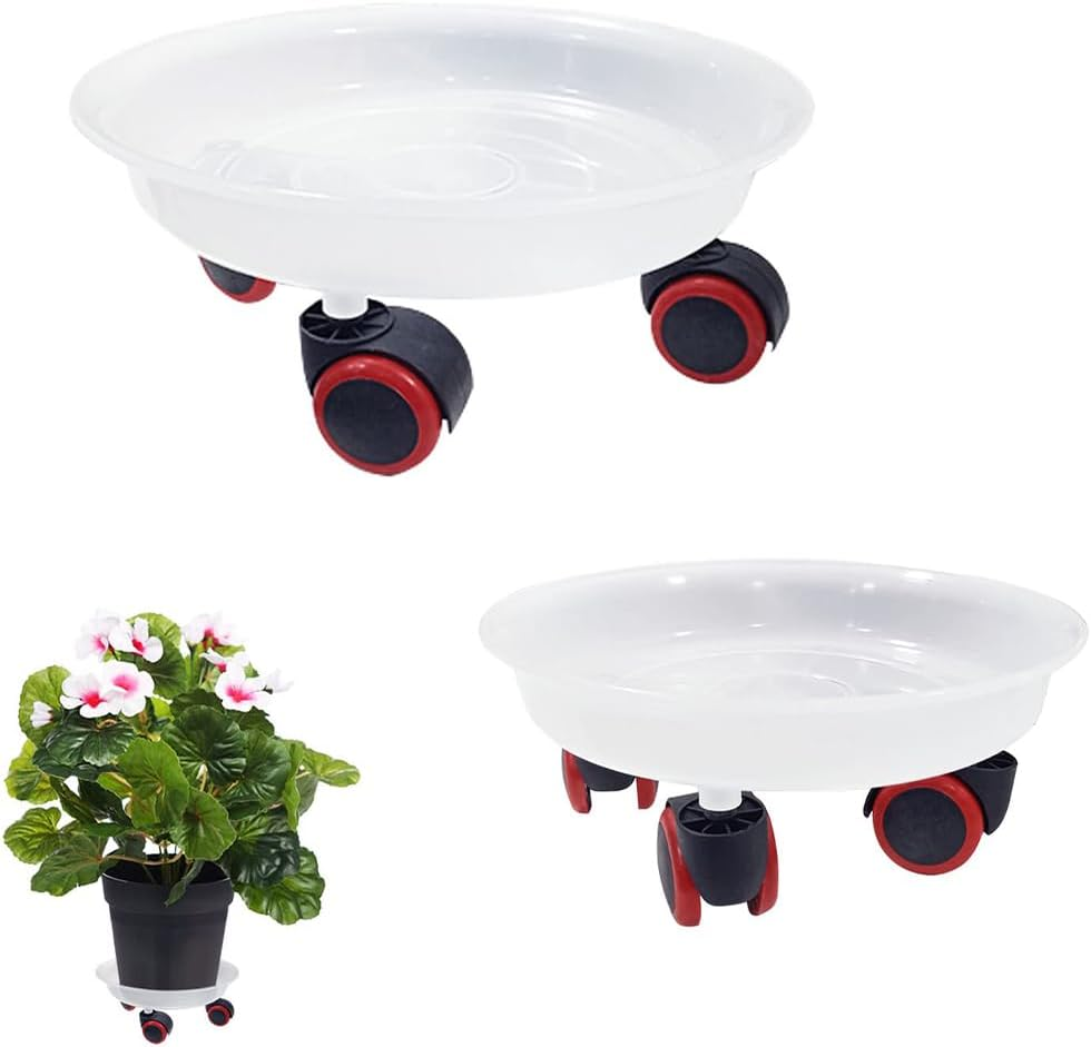 TOMVAES Metal Plant Caddy with Wheels,23Cm Rolling Plant Stand Heavy Duty Plant Dolly with Casters for Indoor and Outdoor Large Planter Casters Potted Plant Mover,Black