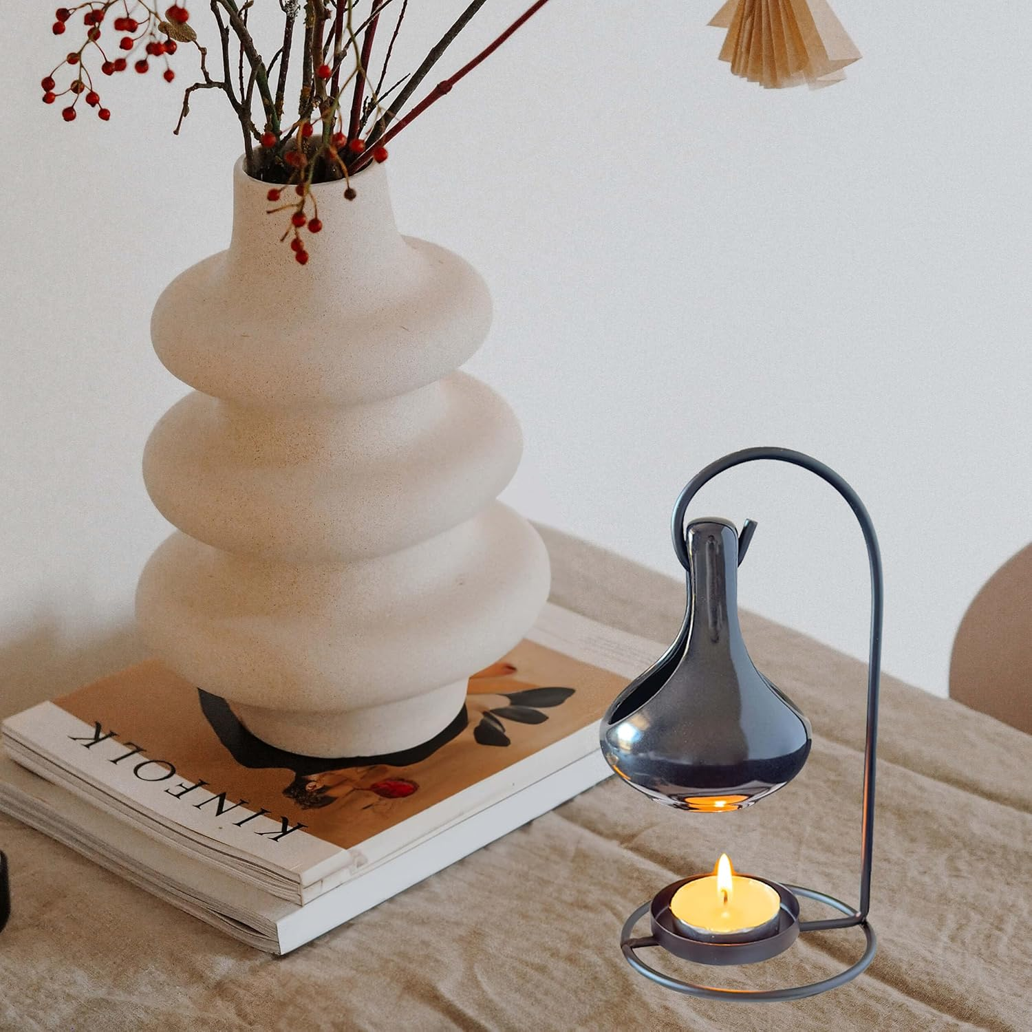 Black Tealight Wax Warmer, Essential Oil Warmer, Tea Light Candle Holder image number 4