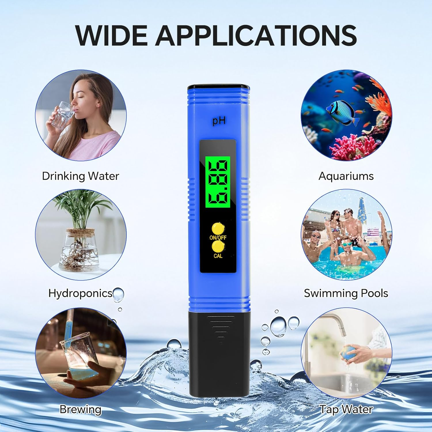 Digital Ph Meter, PH Meter for Water Hydroponics Digital PH Tester Pen 0.01 High Accuracy Pocket Size with 0-14 PH Measurement Range for Household Drinking, Pool and Aquarium