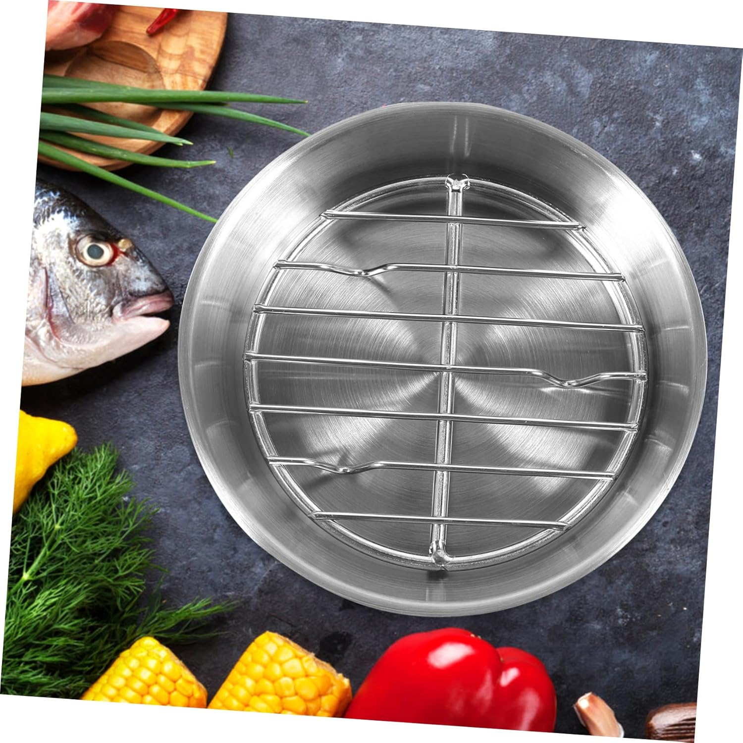 GRIRIW Stainless Steel Baking Draining Rack Set with Pan Cookie Tray Cooling Rack for Home Cooking Versatile for Grilling and Oil Filtering Design image number 4
