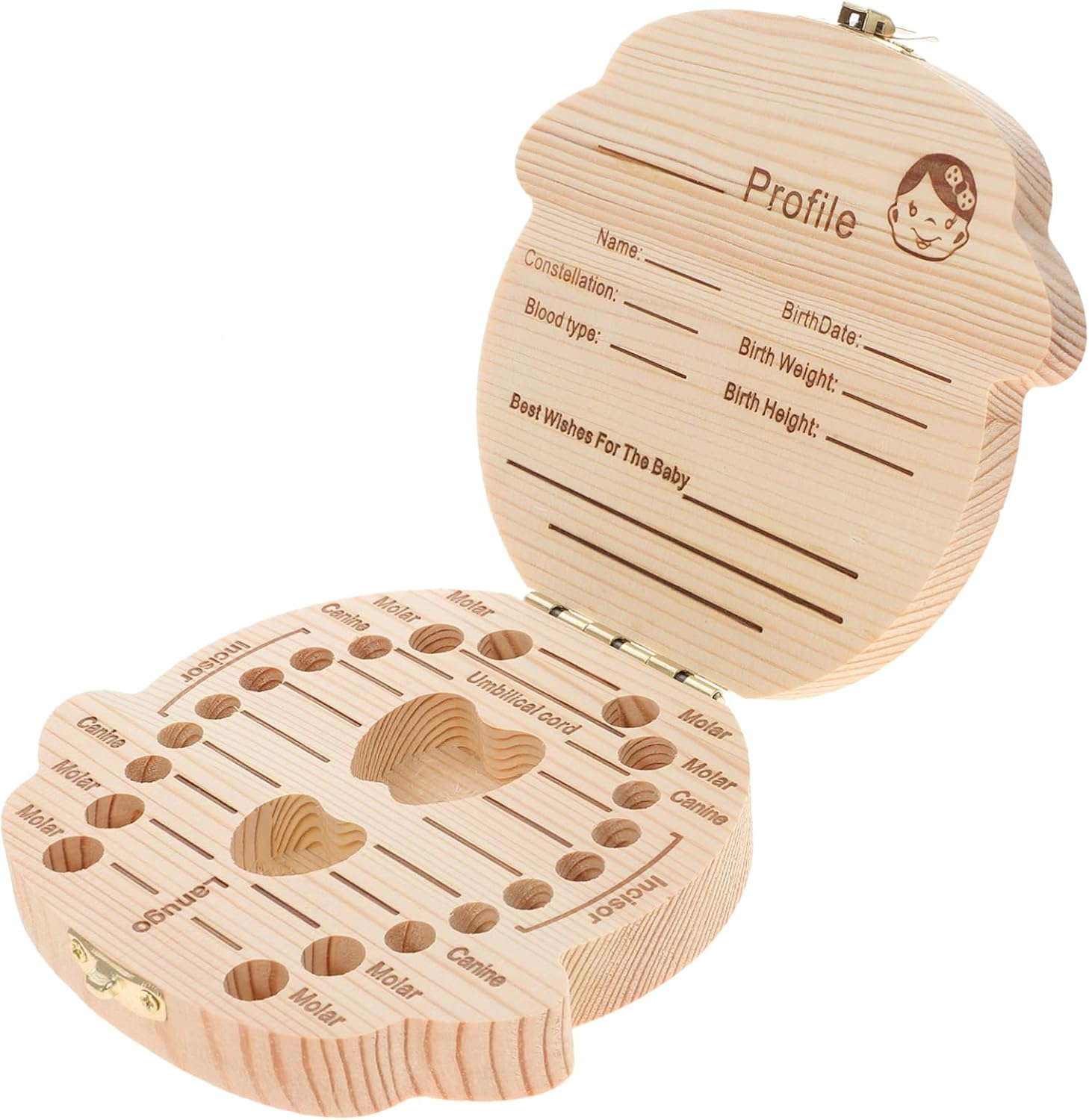 Deciduous Tooth Box First Tooth Storage Wooden Keepsake Organizer for Boys and Girls image number 2