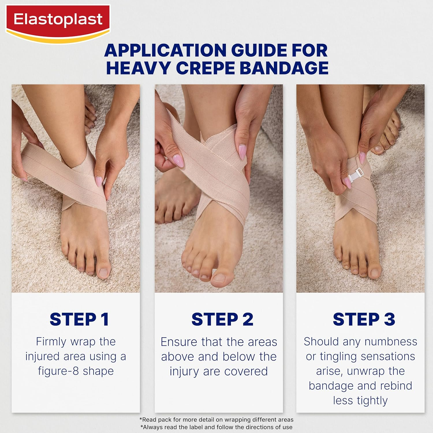 Elastoplast Heavy Weight Crepe Bandage 5Cm X 2.3M - Unstretched | Moderate Compression | Reduces Swelling | Bandage Wraps for Strains & Sprains | Supports Injuries | Secures Wound Dressings image number 6