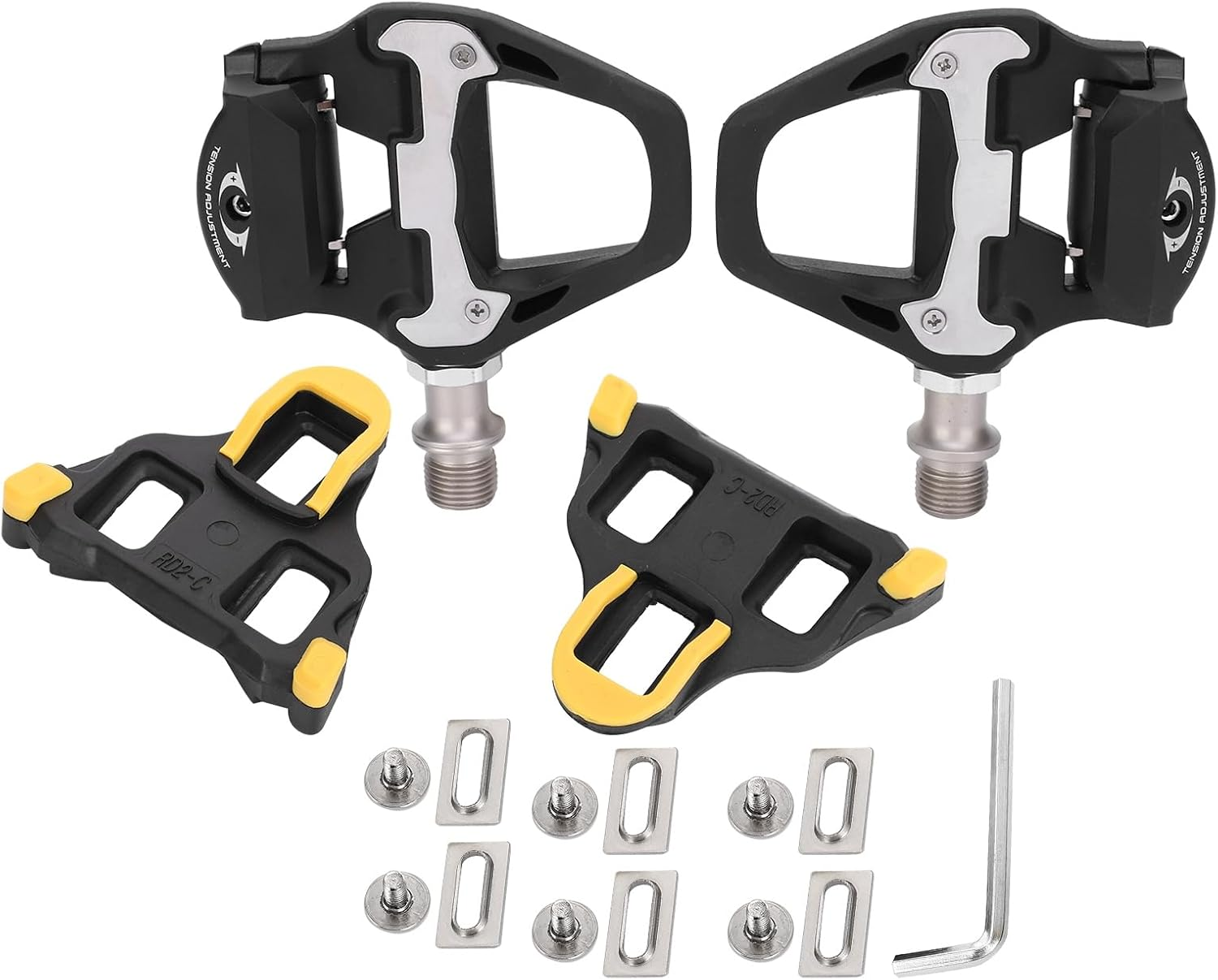Bike Pedals, Mountain Bike Pedals of 9/16 Inch, Pedals with Removable Spanner and 1 Pair Lock Cleat, Wide Paltform and Lightweight of Fooker Pedals image number 6