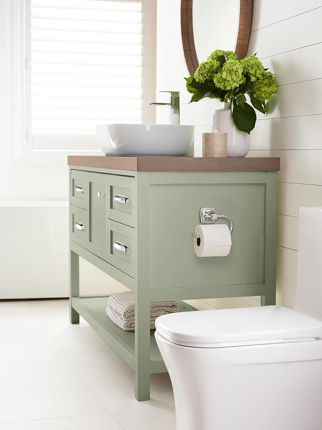 Amerock BH3609126 | Chrome Single Post Toilet Paper Holder | 7-1/16 In. (179 Mm) Length Toilet Tissue Holder | Stature | Bath Tissue Holder | Bathroom Hardware | Bath Accessories image number 5