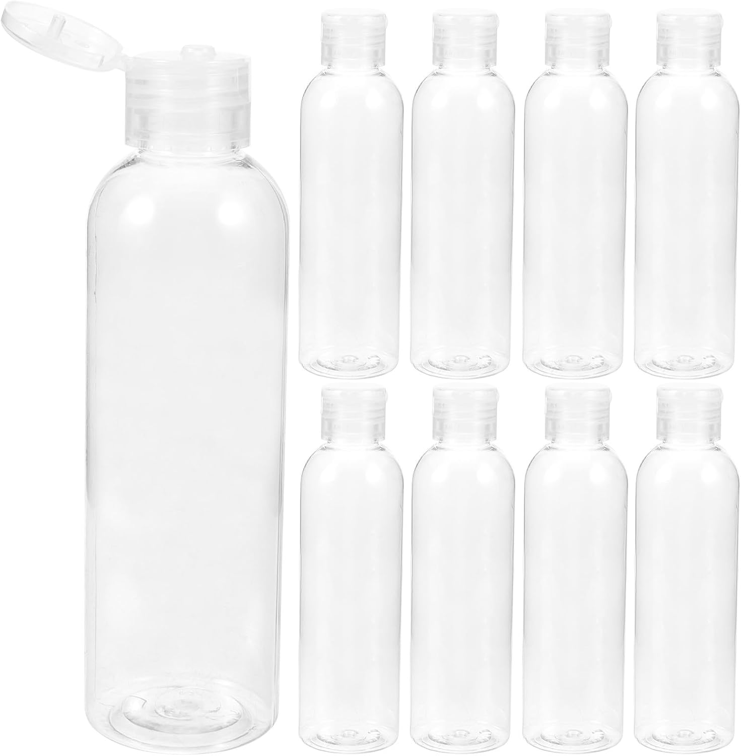 LALADEFIEE 10Pcs Pet Refillable Travel Bottles 200Ml with Flip Cap for Shampoo Lotion Conditioner Toiletries Leak-Proof Plastic Containers for Outdoor and Business Use image number 3