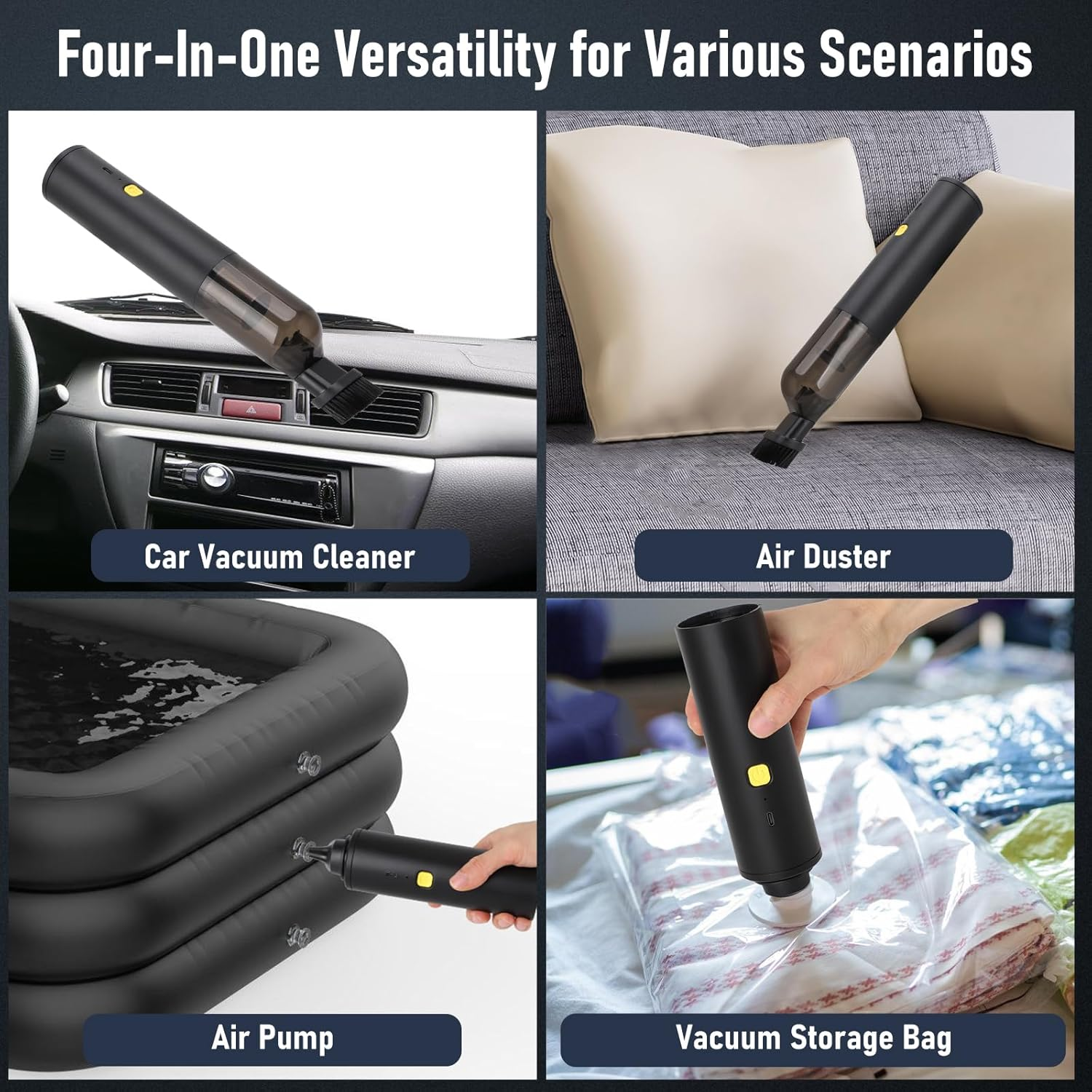 Rechargeable Car Vacuum Cleaner, Cordless Handheld Vacuum, Portable Car Vacuum with 2 Gears 14000Pa Suction for Home Car Travel Cleaning image number 5