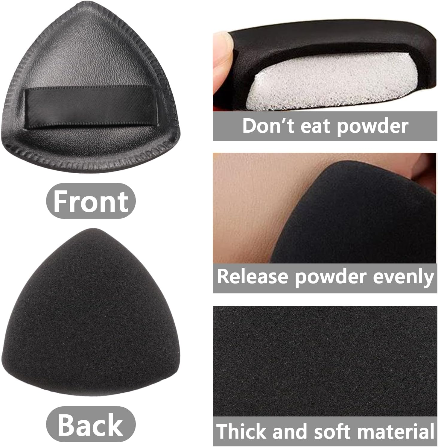 Wowled Pack of 4 Makeup Brush Set - Thin Flat Foundation Brush, Makeup Sponge Cosmetic Puff, Stainless Steel Mixing Palette & Spatula - Smooth & Flawless Application (Silver, Pack of 4 Pieces) image number 1