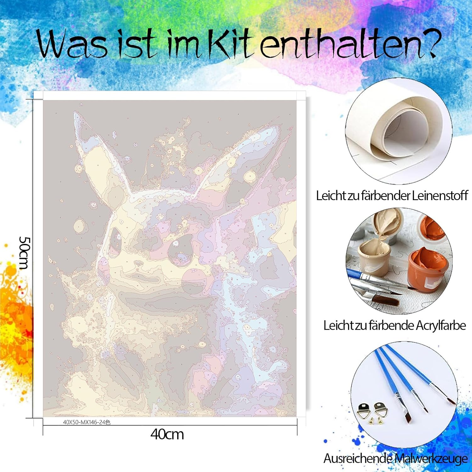 Paint by Numbers for Adults, Children, Wrinkle-Free Canvas Pictures, Cartoon Anime DIY Painting Kit with Brush and Acrylic Paint, as a Gift, Large Canvas for Wall Decoration, 40 X 50 Cm