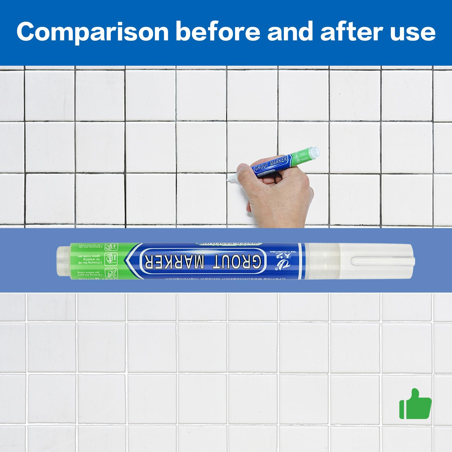 Kaoruo Grout Pen &ndash; White Tile Grout Repair & Restore Marker, Water-Based Grout Reviver for Tile, Marble & Mosaic image number 4