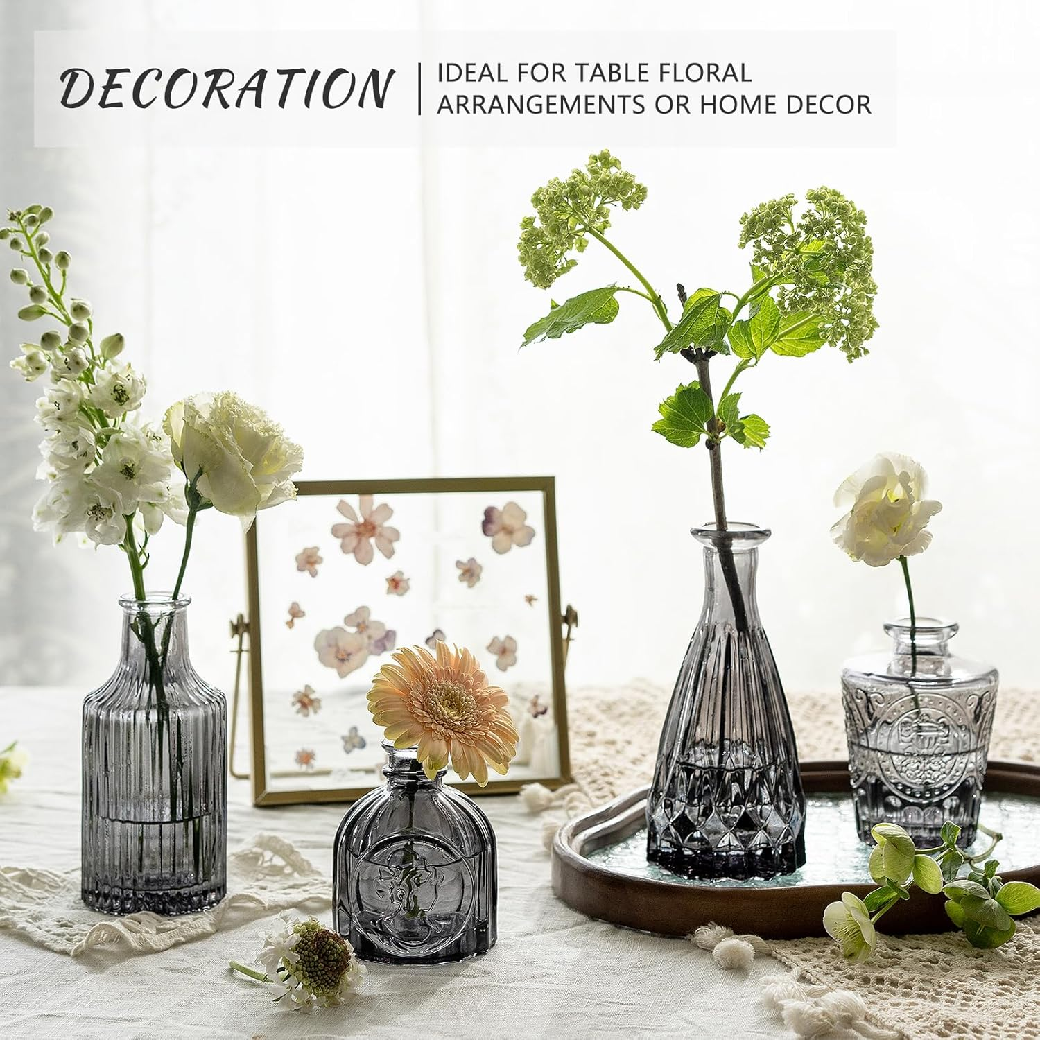 SUPMIND Bud Vase Set of 12, Black Bud Vases in Bulk, Small Flower Vases for Centerpieces, Mini Vintage Vase for Rustic Wedding, Home,Table Decoration image number 2