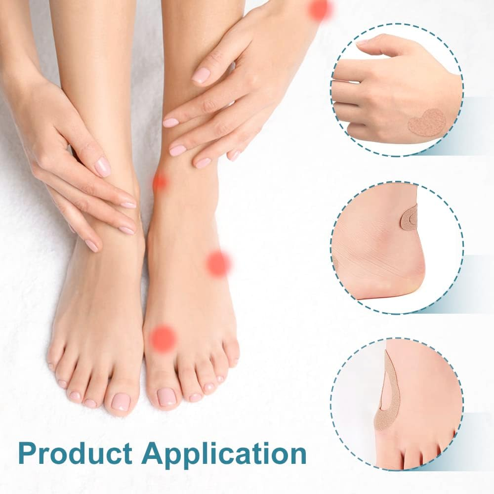 15 Sheets Moleskin Adhesive Pads, Moleskin Tape Flannel Adhesive Pads Heel Stickers, Pre-Cut Moleskin for Blister Reduce Friction Pain on Feet, Toes, Shoes (Skin Color) image number 4