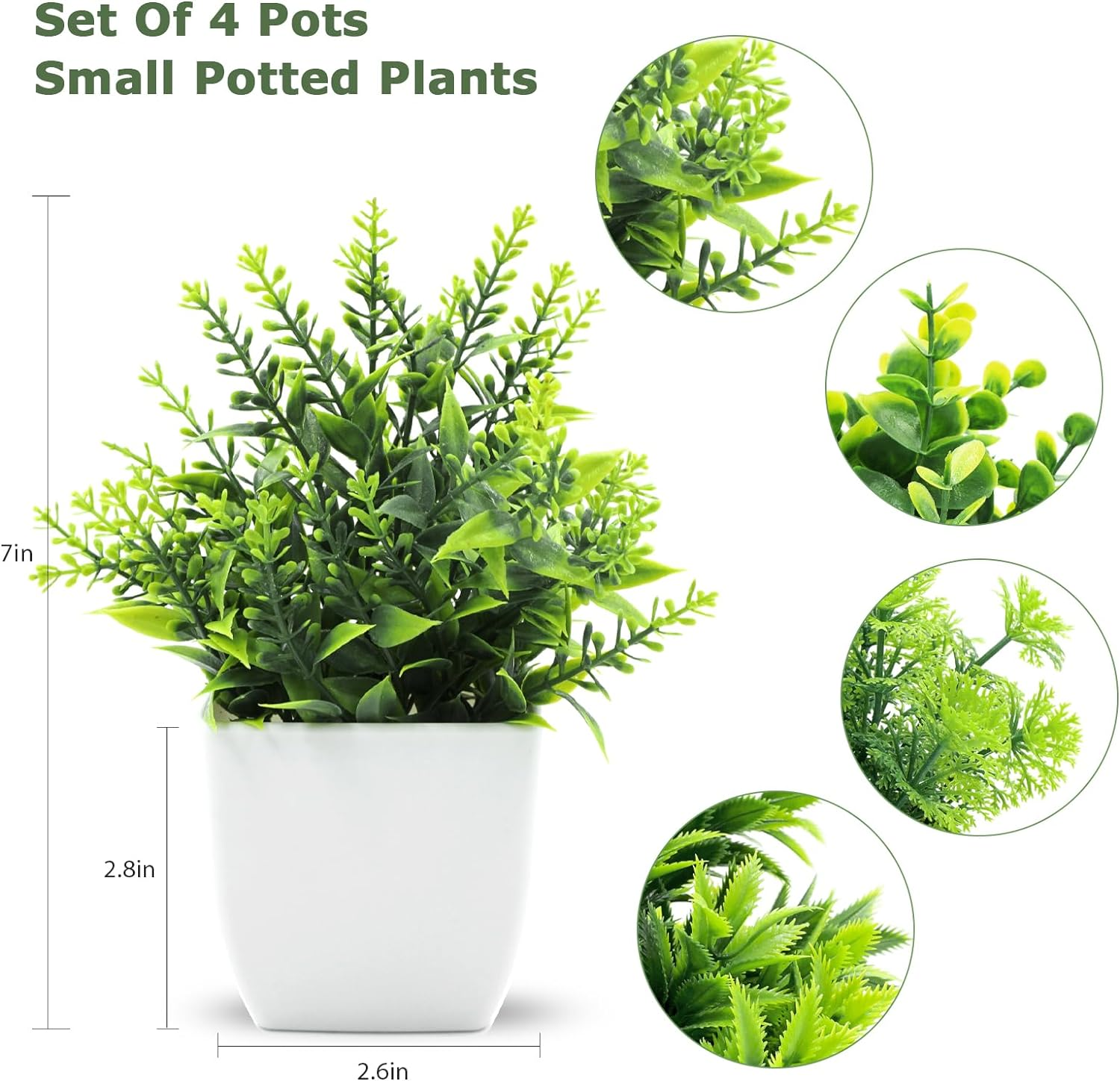 4Pcs Small Pack Fake Plants in Pots Artificial Eucalyptus Plant Mini Potted Faux Plants Indoor Small Plastic Lavender in Pots for Table Desk Bathroom Bedroom Office Home Farmhouse Decor image number 4