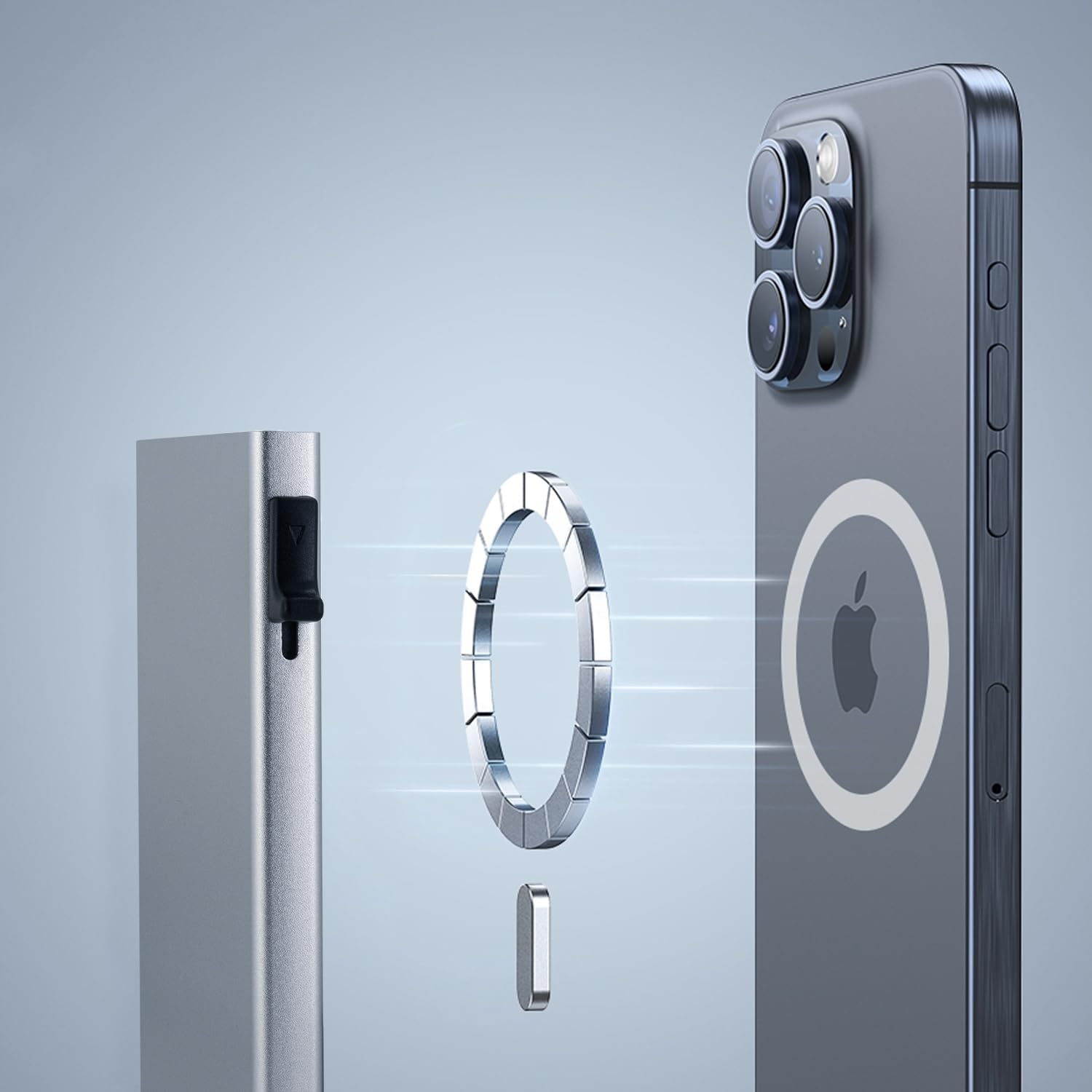 Aijohnny Magnetic Wallet Compatible with Magsafe, Durable Protective Aluminum RFID - Blocking Pop-Up 8 Card Holder for Men and Women, Compatible with Iphone 16/15/14/13/12 Series (Silver)