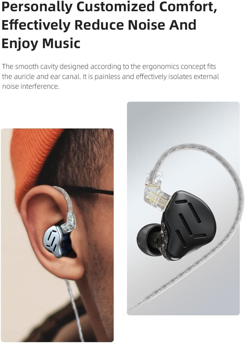 KZ Zax in Ear Monitor Headphone,16-Units Hifi Noise Reduction Hybrid-Driven IEM Headphone, Zinc Alloy Earbuds Earphones with Detachable Silver-Plated Upgrade Cable image number 7