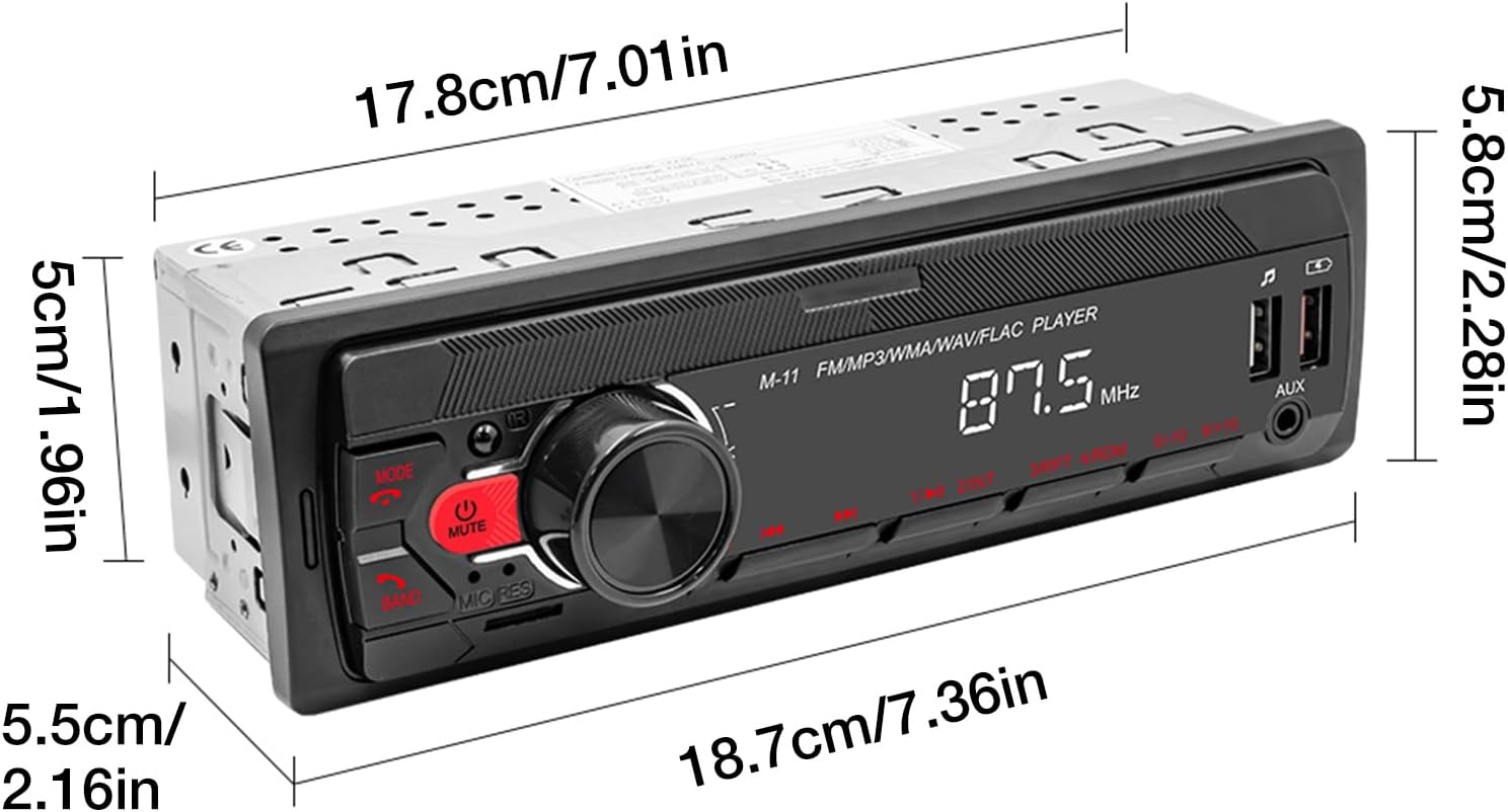 Radio Car Stereo &ndash; Bluetoth Car Audio, Digital Car Receiver | anti Interference Single DIN Head Unit, Hands-Fre Voice Support, Car Music System with USB Playback and Auxx Option image number 1