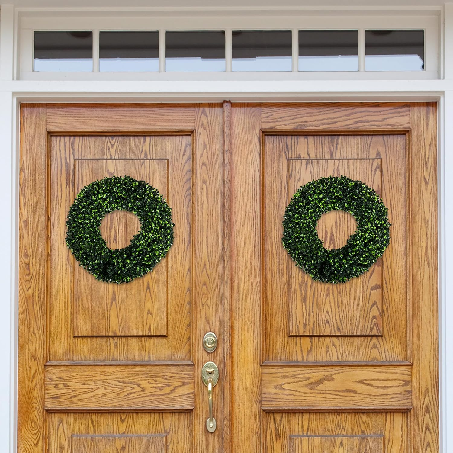 Pure Garden Boxwood Wreath, Artificial Wreath for the Front Door By, Home D&eacute;cor, UV Resistant &ndash; 16.5 Inches image number 6