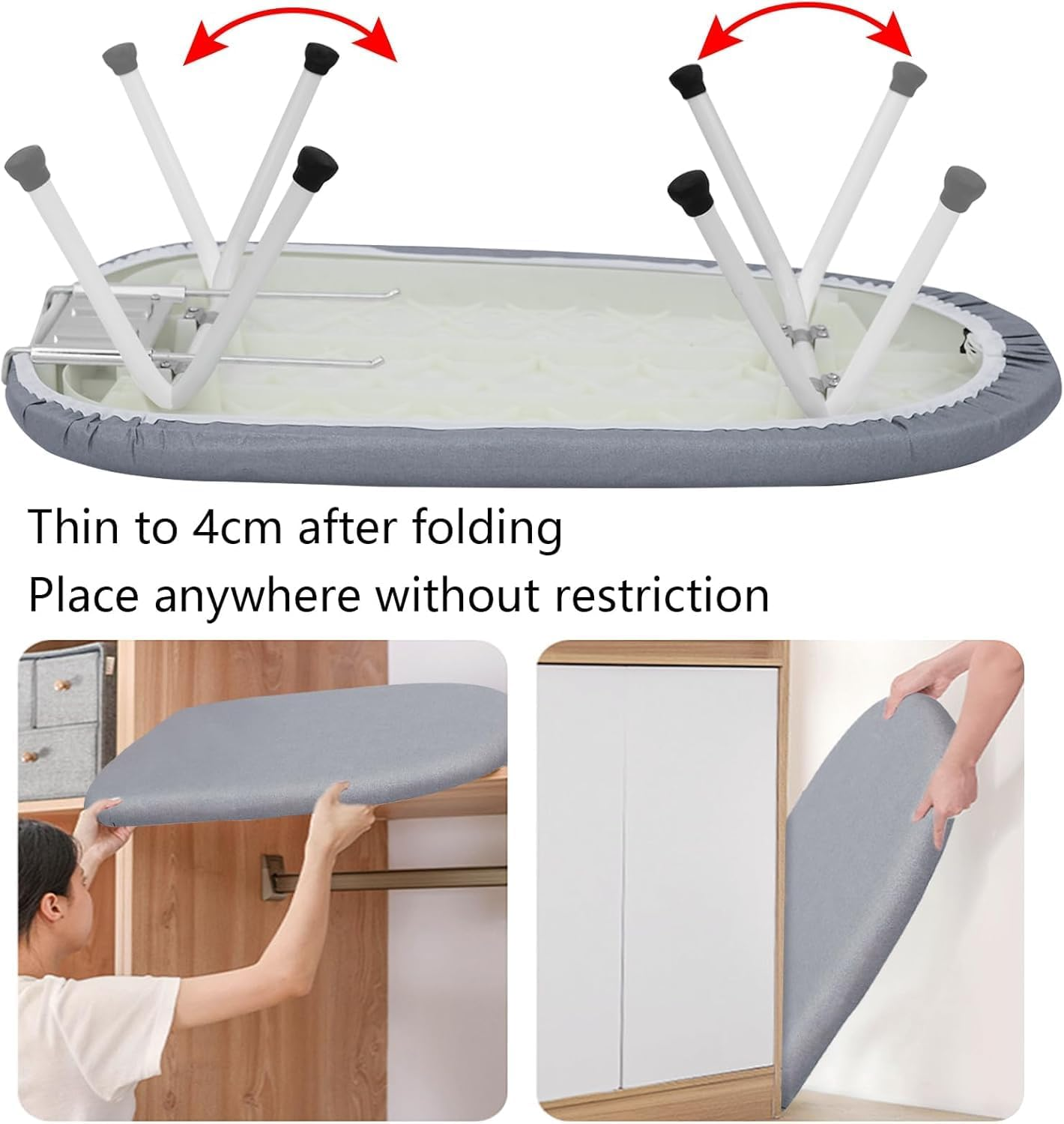 Tabletop Ironing Board 60Cm L X 36Cm W X 17Cm H with Removable Sleeve Ironing Board - Folding Legs Cotton Cover Travel Countertop Ironing Board image number 3
