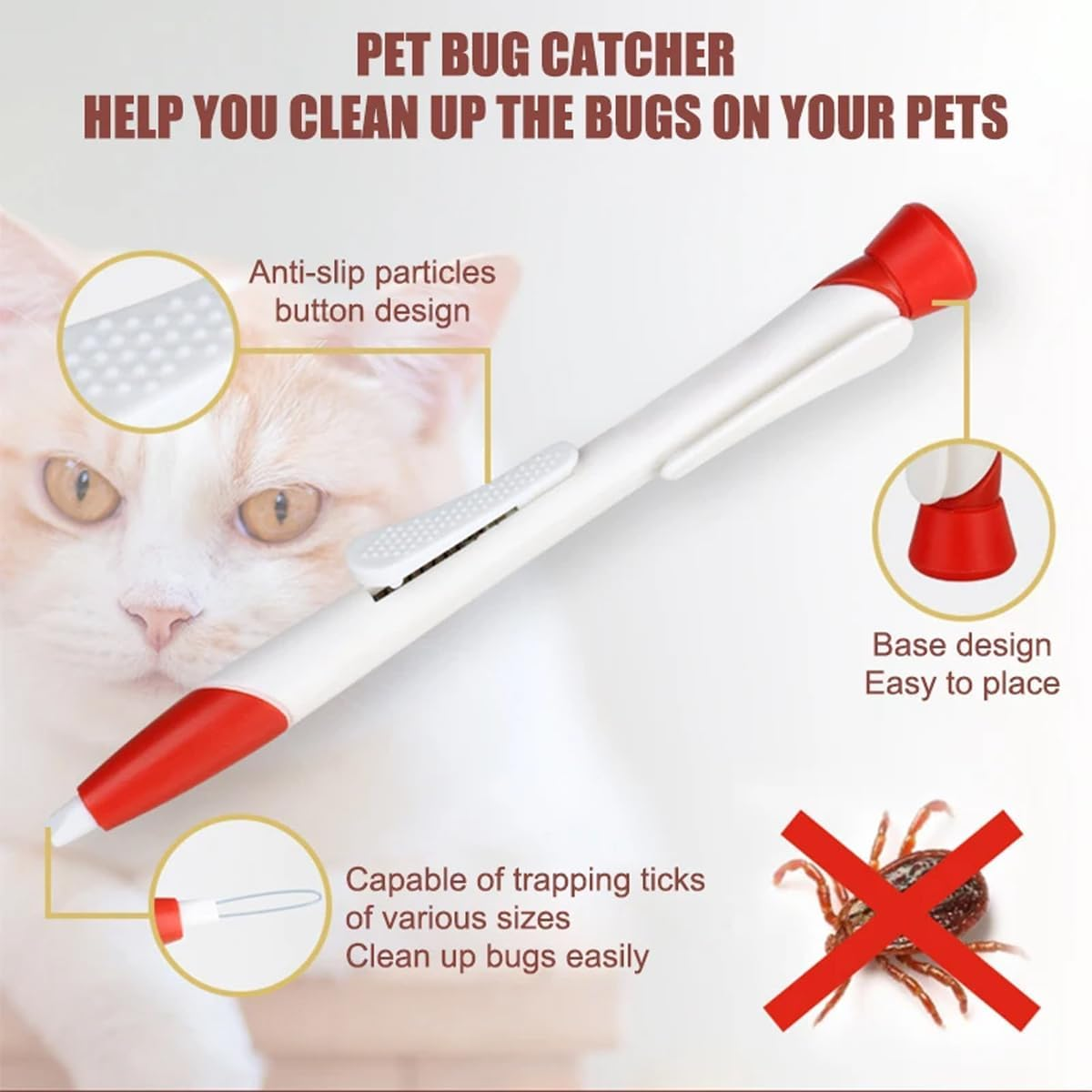AIMALL 2PCS Pet Tick Removal Pen, Flea Clip for Dogs and Cats, Easy Lice Removal Tool, Ergonomic Design, 5.66 Inches Long image number 3