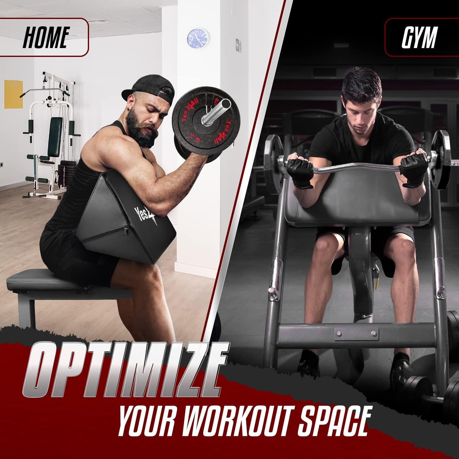 Yes4All Foam - Preacher Curl Pad, Simple Version of Preacher Curl Weight Bench for Arms, Biceps and Triceps, Space-Saving