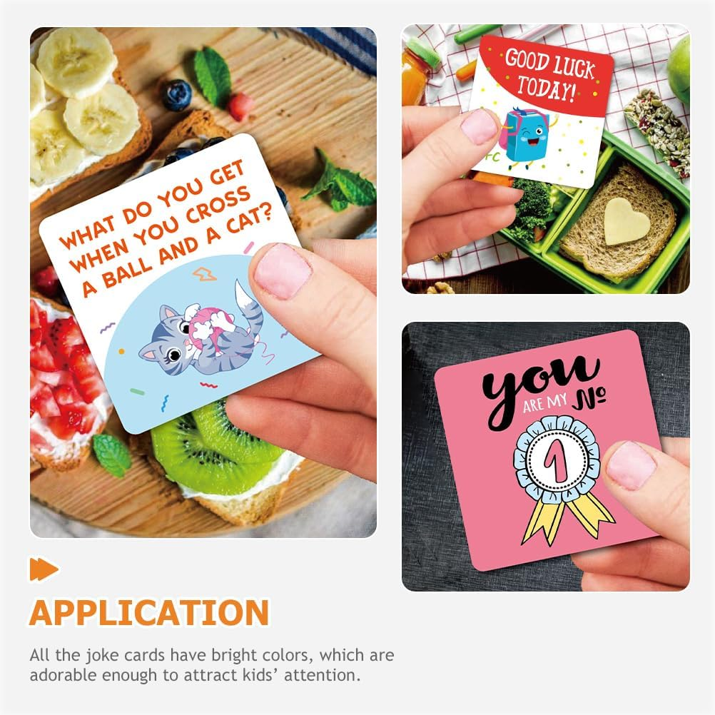 Cabilock Lunch Box Cards Lunchbox Notes: 60Pcs Cartoon Joke Cards for Kids Fun Inspirational Motivational with Reward Stickers for Parties Schools image number 3