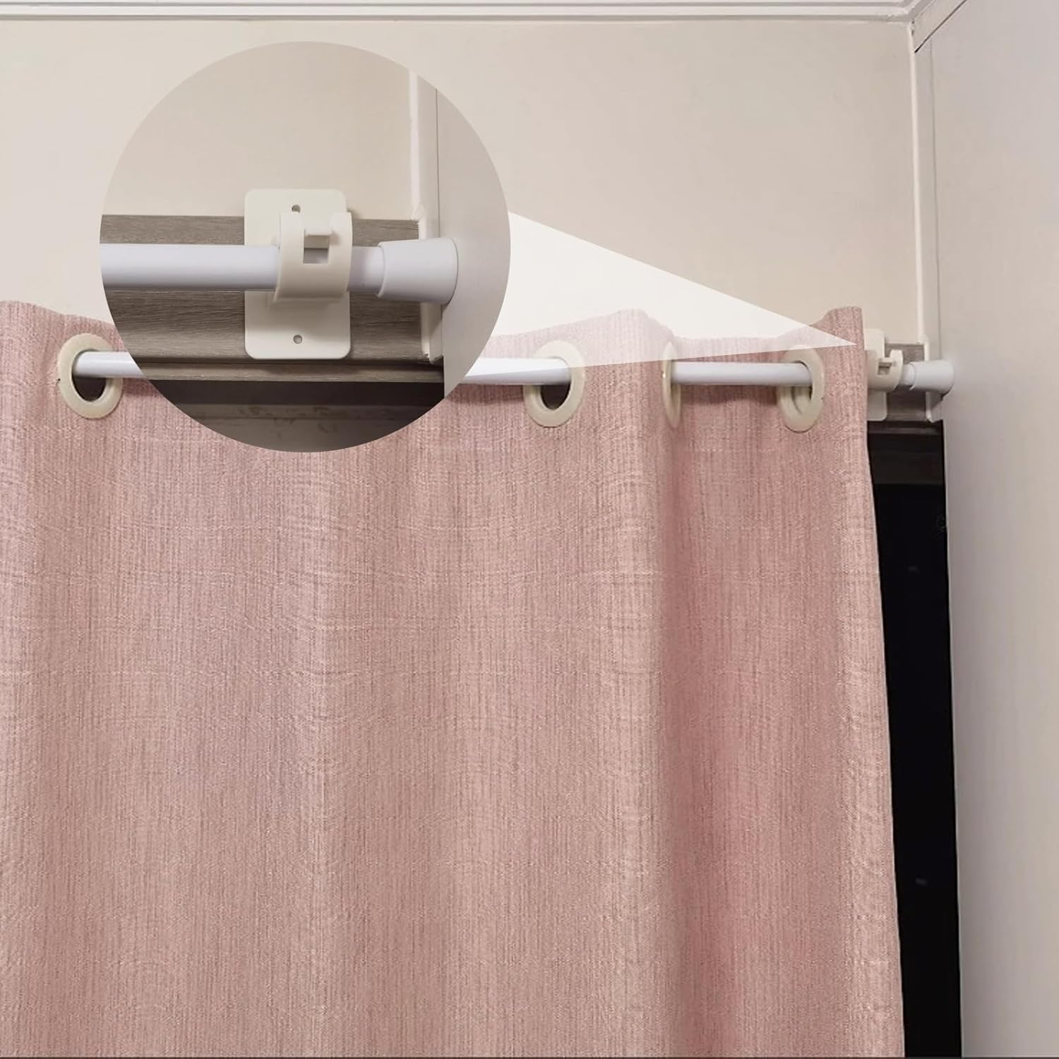 Self-Adhesive Curtain Hooks , Curtain Rod Required, Adjustable Plastic Holders for Rods, with Ceiling Curtain Track image number 3