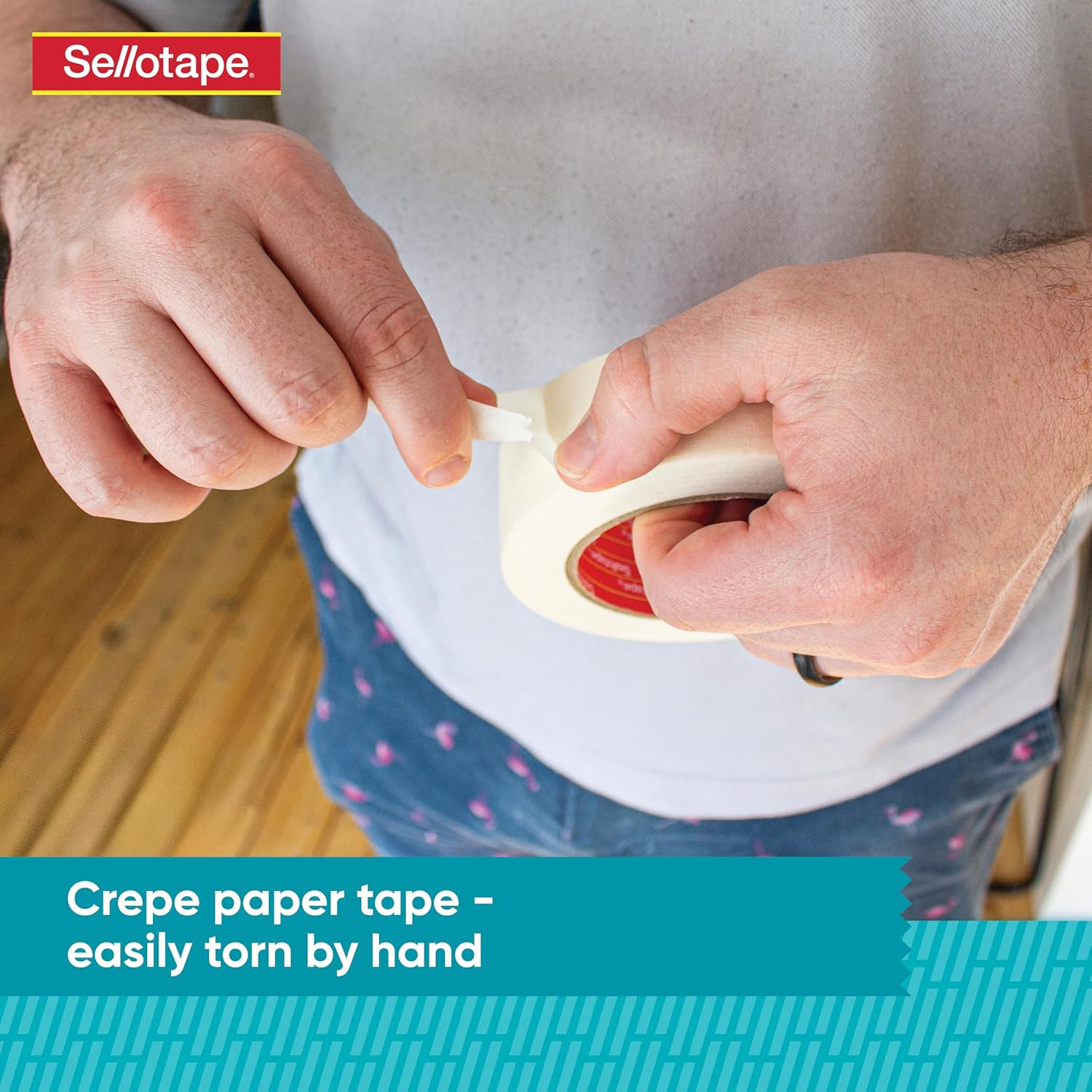 Sellotape Masking Tape, Easy Tear, Writable Surface, Residue-Free Removal, Ideal for Painting, Craft Use, Labelling, Light Bundling, Includes 24Mm X 18M Roll (Box H/S) image number 4