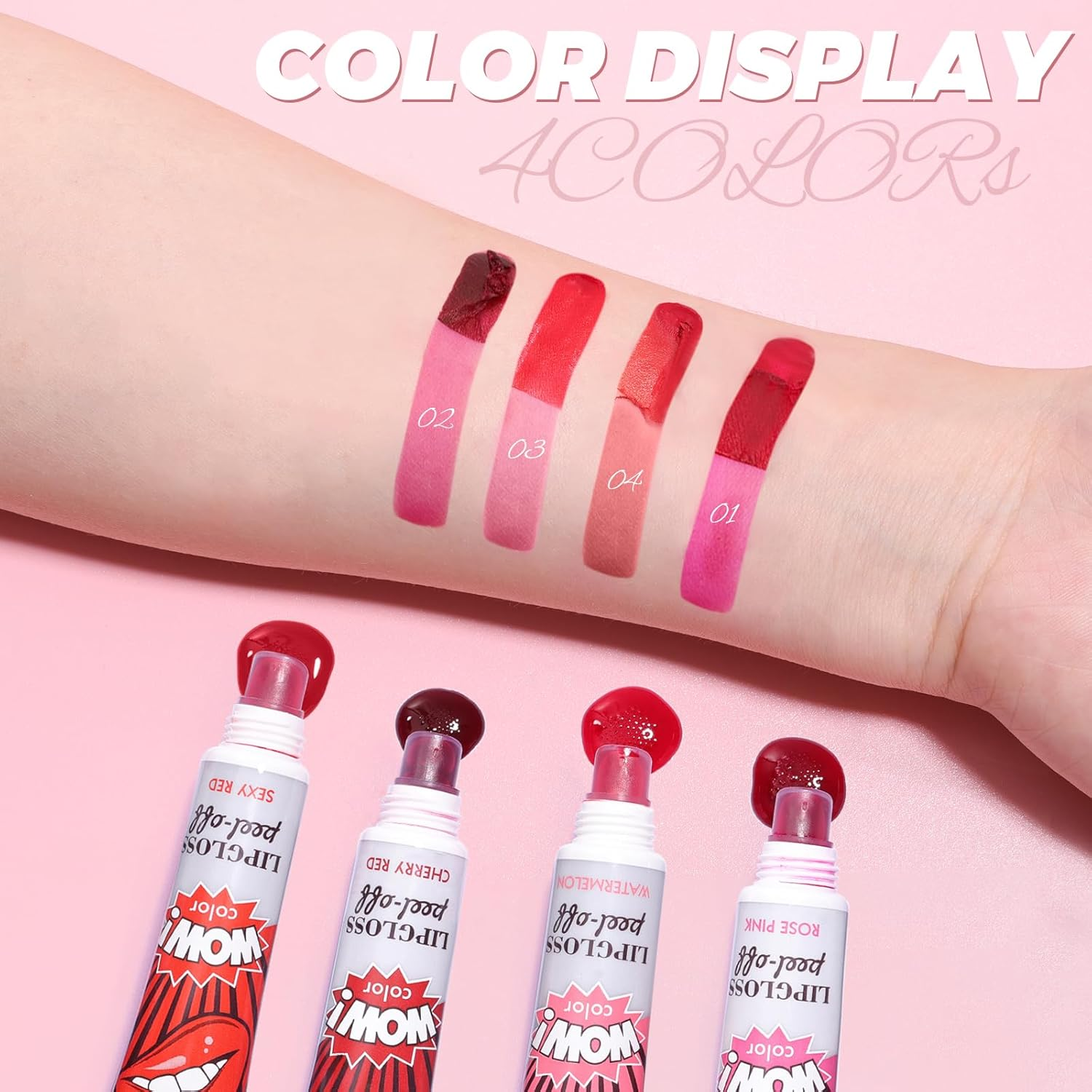 DAGEDA 2 Colors Peel off Lip Stain, Matte Finish Tattoo Lip Gloss, Lip Stain Peel Off, Lip Tint Transfer Proof and Waterproof Tattoo Magic Color Lip Liner, Non Stick Color Peel off Lip Mask(02+03) image number 4