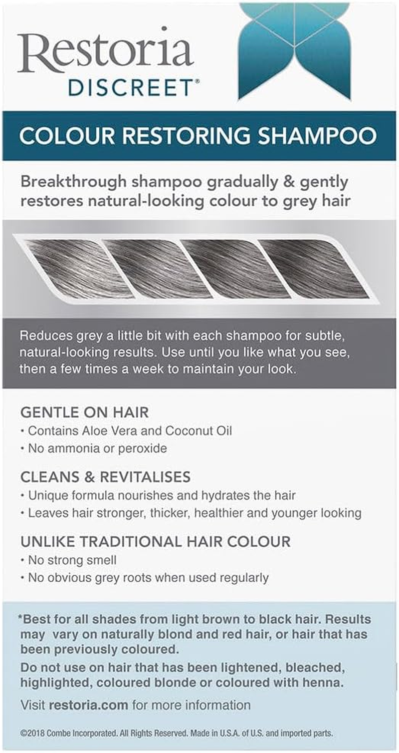 Restoria Discreet Colour Restoring Shampoo, Gradually Restores Natural Colour to Grey Hair, for Any Shade of Hair, with Aloe Vera & Coconut Oil, 147Ml image number 1
