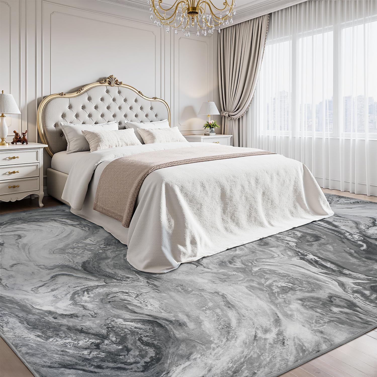 8X10 Area Rugs for Living Room, Modern Abstract Rug for Bedroom, Contemporary Machine Washable Rug image number 3