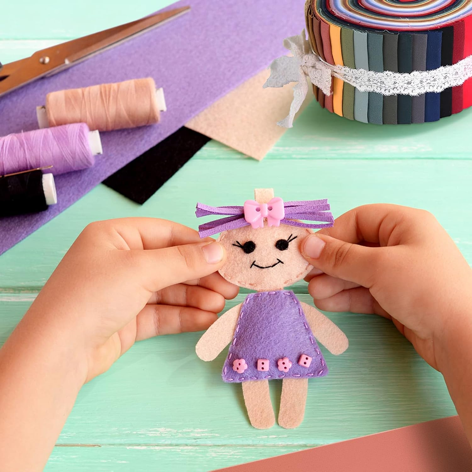 F Fityle 36 Pieces Jelly Fabric Roll 2.5 Inch Roll up Fabric Quilting Strips Floral Printed Craft Fabric Bundle Precut Patchwork with Assorted Patterns - Burlap