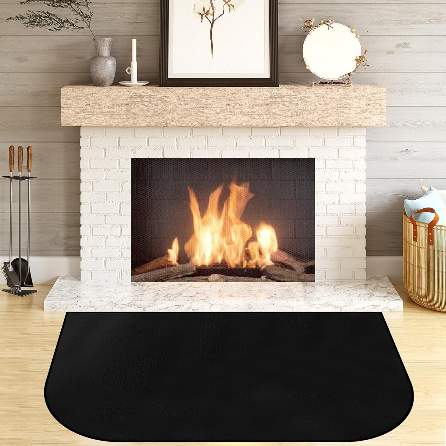 Fireproof Hearth Mat - D Shape, 36" X 24", Fire Resistant for Fireplaces & Woodstoves image number 4