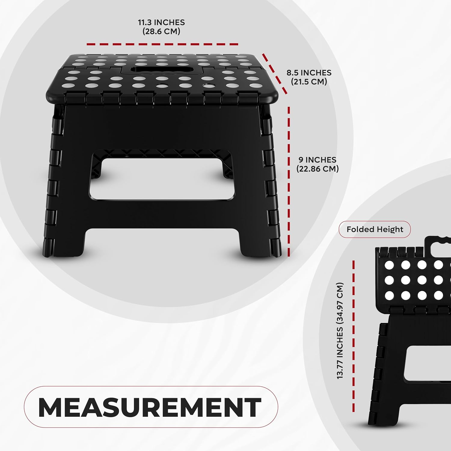 Utopia Home Foldable Stool for Kids and Adults - Black - Lightweight Plastic Step Stool - 28Cm Wide and 20Cm Tall - By image number 5