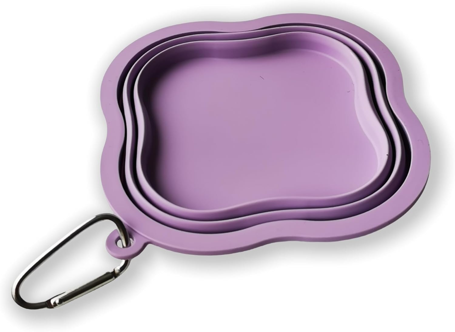 Silicone Collapsible Dog Bowl 500Ml - Portable Foldable Travel Bowl with Carabiner Clip for Camping/Hiking (Fits Pets 5-50Kg) (Purple)