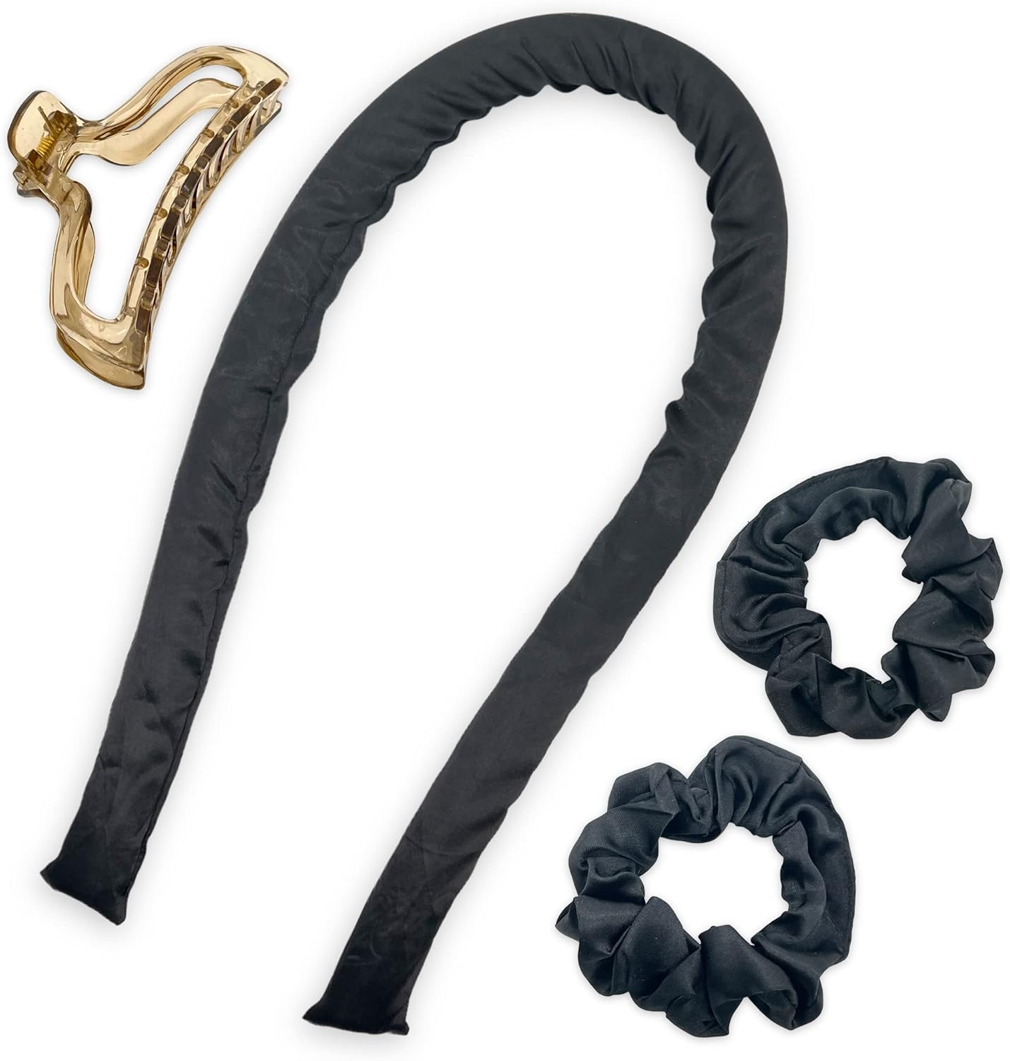 Xxl-Papillote XXL Hair Rollers for Curls without Heat, Set with Hair Clip and Two Hair Bobbles, Heatless Curls Overnight, for Long Medium Silk Hair, 100 Cm Long Diameter 3 Cm, Black Satin image number 1