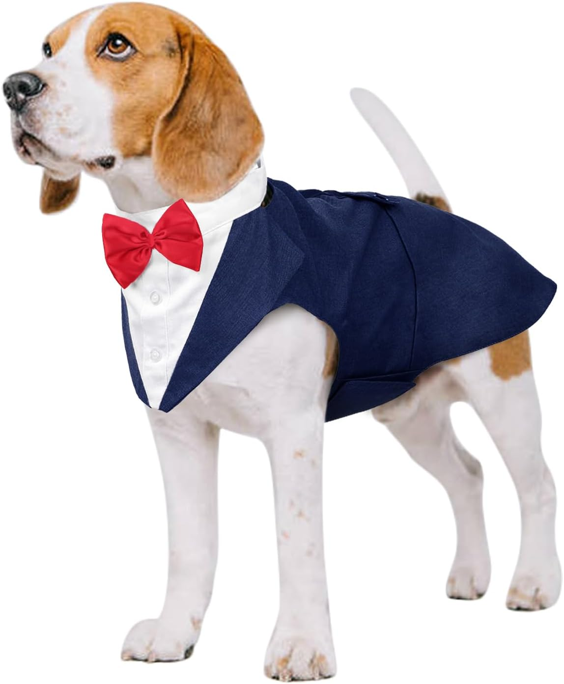 Kuoser Dog Tuxedo, Dog Wedding Suit and Bandana Set, Pet Clothes Puppy Formal Shirt with Removable Bow Tie, Doggie Costume Small Medium Large Dogs Outfit for Party Birthday Festival