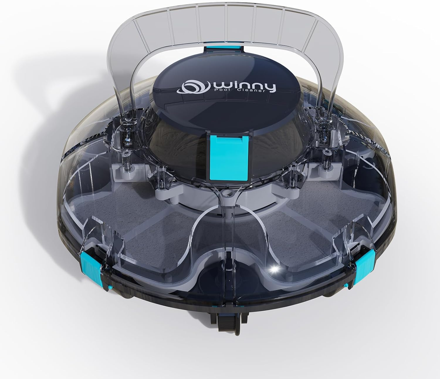 Winny Cordless Pool Cleaner Robot for above Ground Pools with Powerful Suction, 180 Micron Dual Filtration, Auto Self-Parking, 80-Min Runtime, Lightweight & Rechargeable (Transparent Gray) image number 1