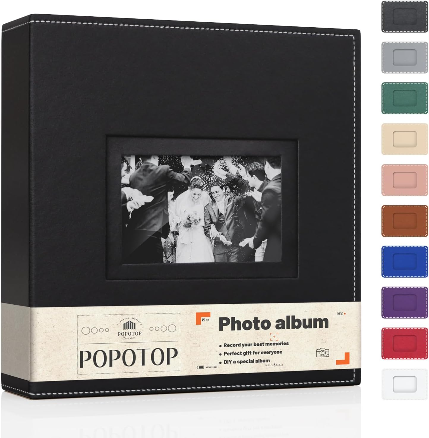 Popotop Photo Album 4X6 300 Pockets with Leather Hardcover Cover, Small Photo Album Holder Book with 50Pcs Pages for Family Travel Wedding Baby Gifts image number 2