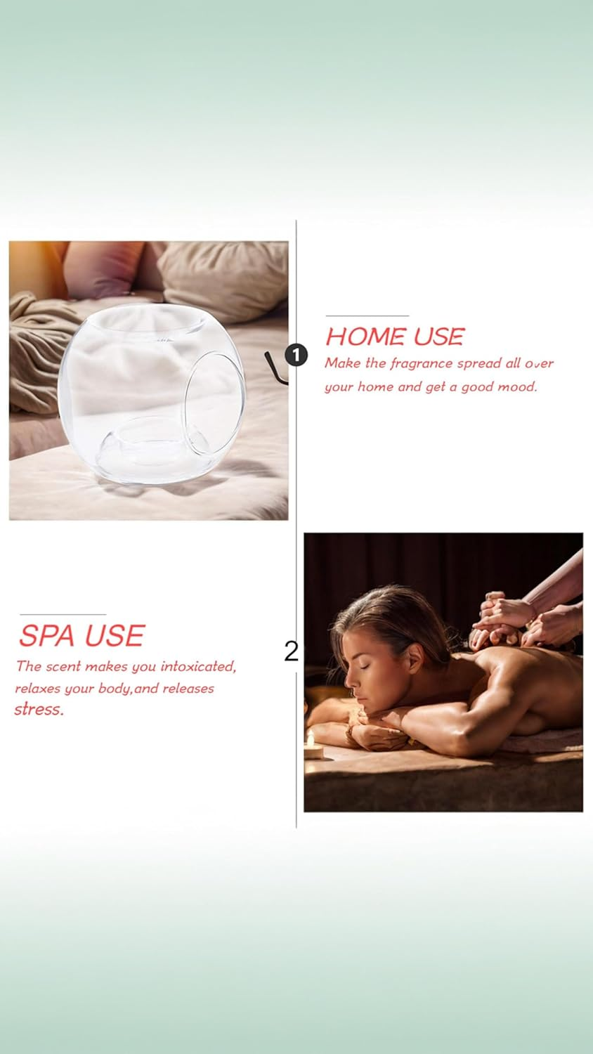 Honwor round Tealight Oil Burner - Essential Aroma Diffuser for Spa, Yoga, Bedroom - Scented Wax Melt Warmer & Votive Holder image number 5