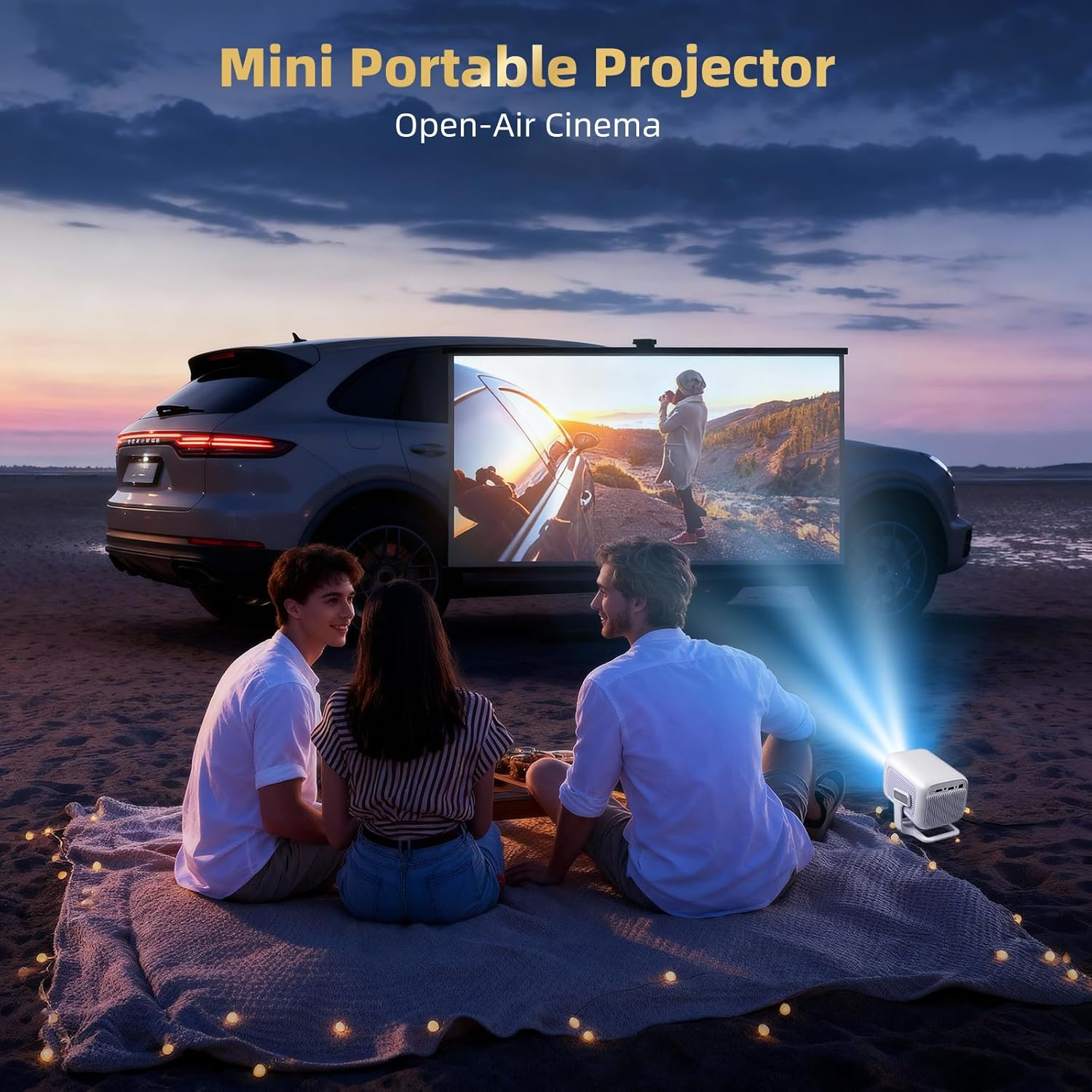 [Netflix Official & TOF Real-Time Focus] Mini Smart Projector &ndash; Native 1080P, Projector 4K, 700ANSI 1080P Full HD Wifi6 Bluetooth, Auto Keystone Correction, 3D Dolby Audio, Home Movie Projector(White) image number 6