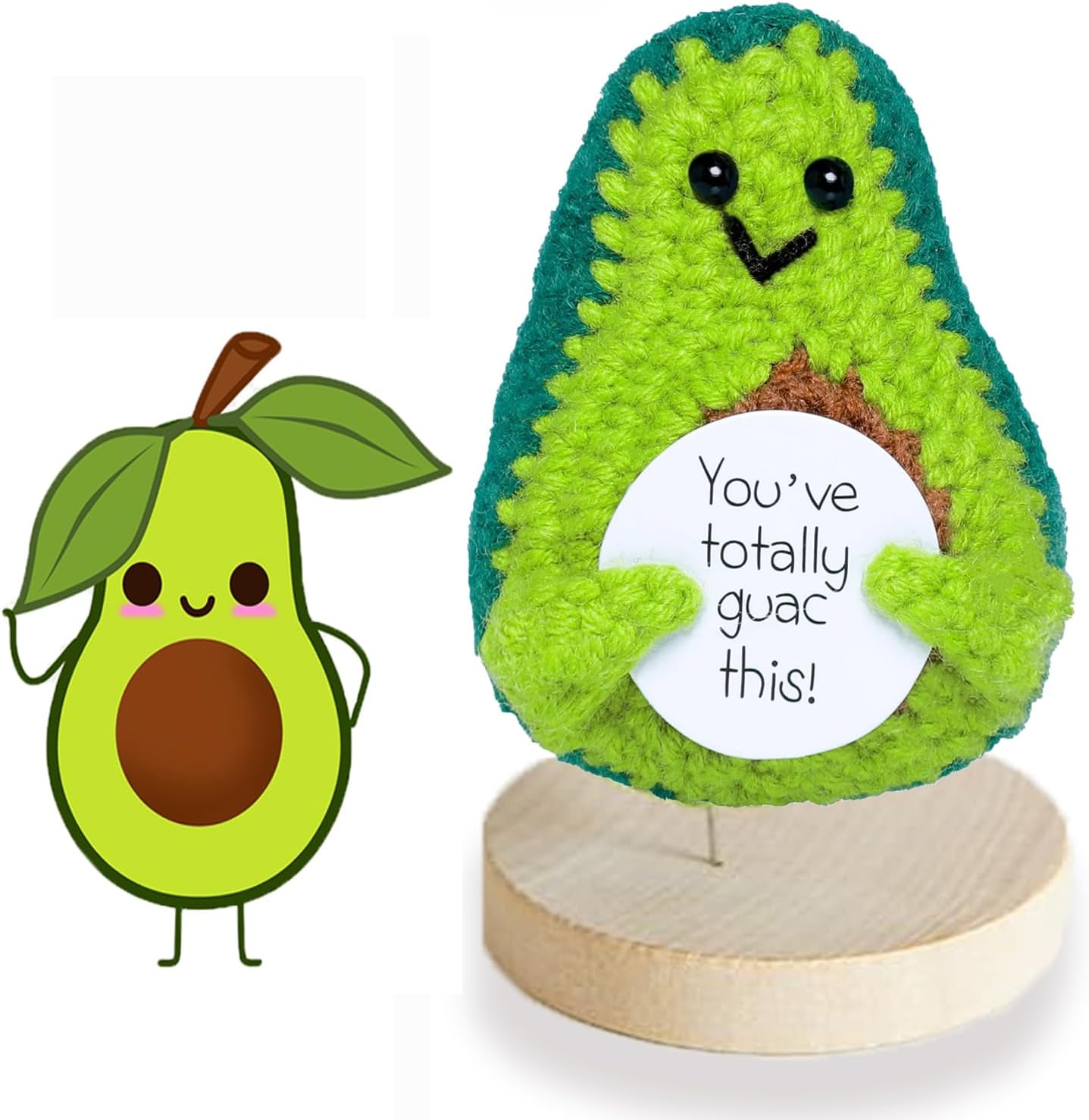 Handmade Funny Positive Avocado Crochet Stuffed Crafts Amigurumi Plush Emotional Support for Birthday Gifts Encouragement Funny Gag Gifts image number 2