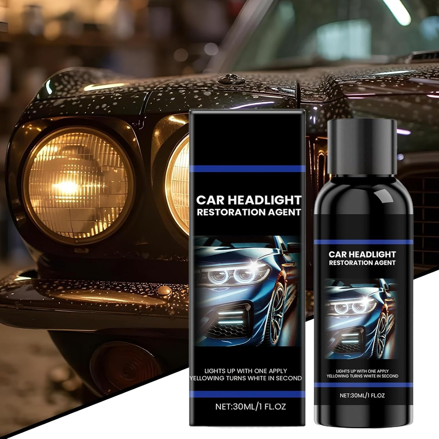 Rissunkv Car Headlight Cleaner,Headlamp Care Agent for Vehicle - 4-In-1 Waterproof Gentle Headlight Restoration Agent for Vehicle, Truck, Automotive Lens Repair image number 5