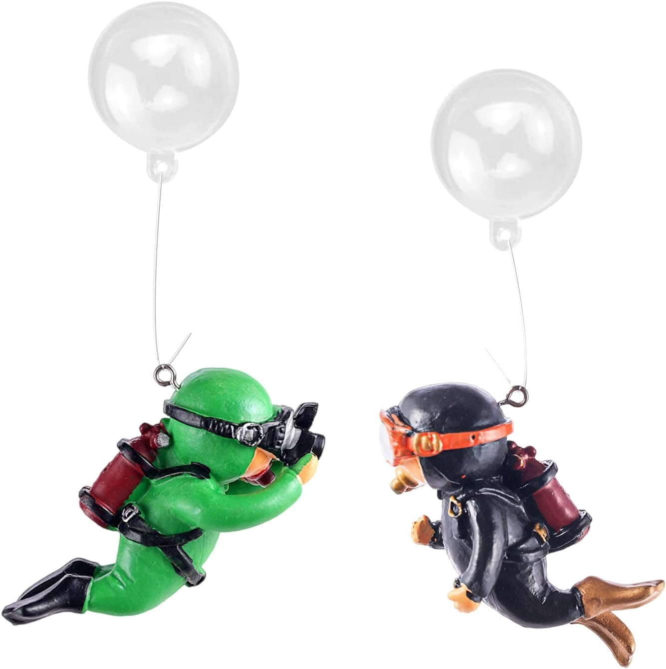 2 Pcs Fish Tank Decorations Diver Decorative Ornament Floating Pendant for Creative Fish Tank Accessories, Aquarium Decorations, Marine Landscaping(Blue+Orange) (MG002)