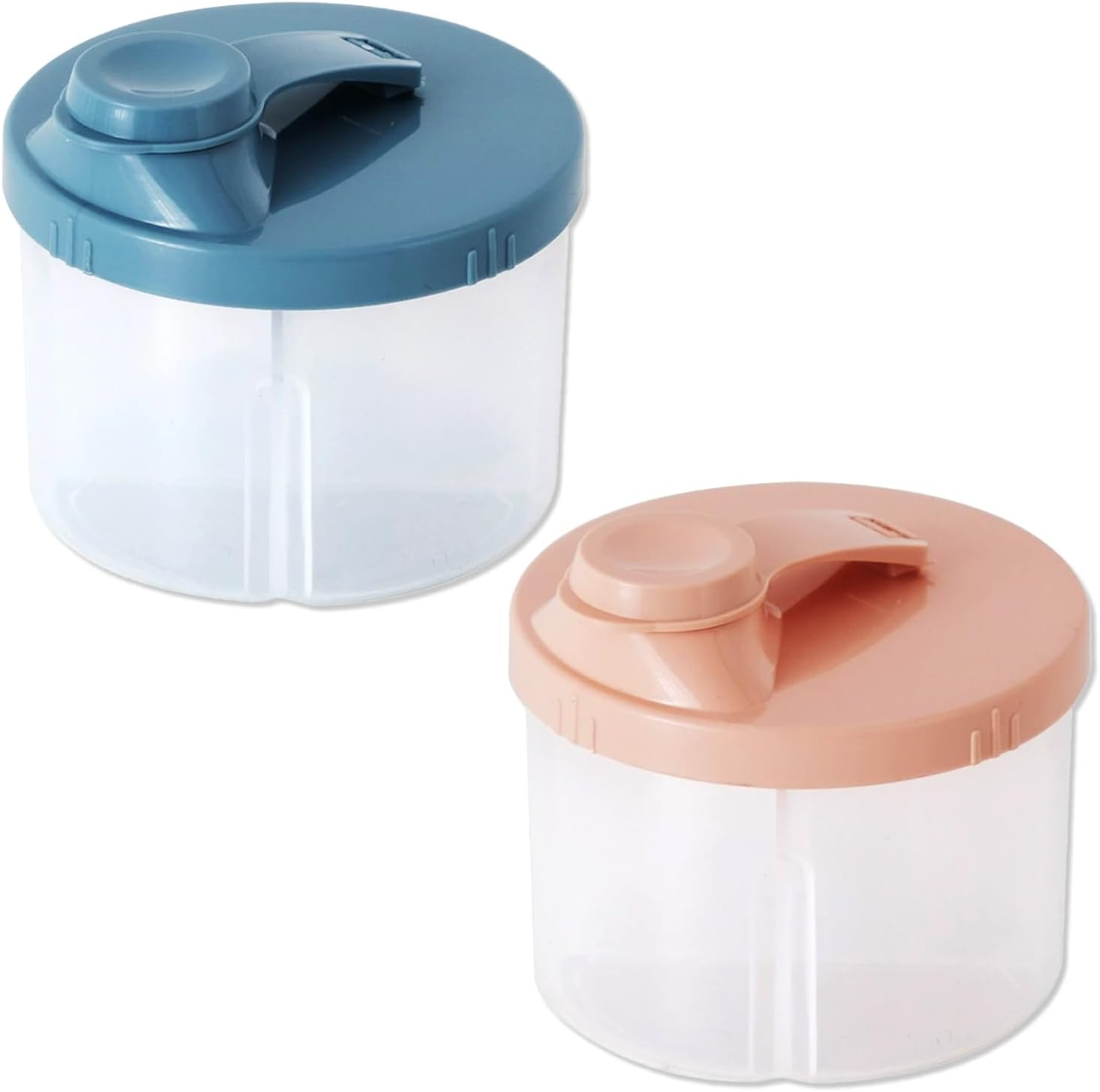 Baby Food Storage Containers,Baby Formula Dispenser 2Pack 4 Compartment Travel Powder Container for Infant Formula, Snacks Cereal PP Plastic, Leak Proof Easy Clean (Pink+Blue, 9.4X9.4X6Cm) image number 1