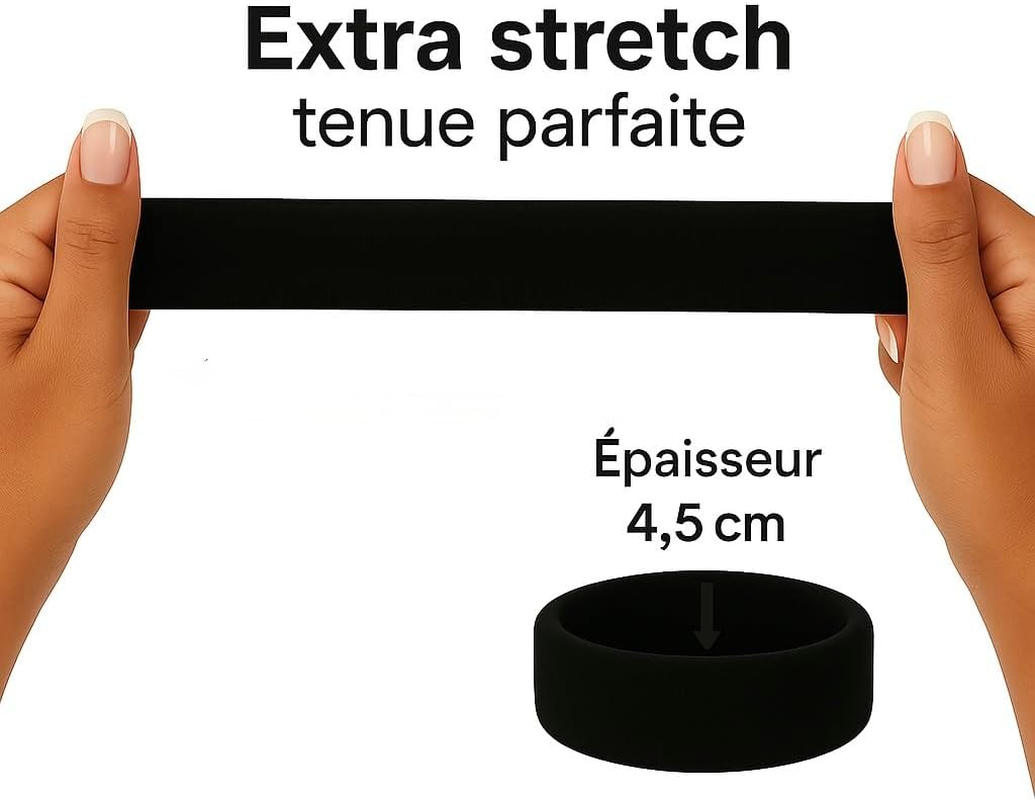 Maadali Extra Large Hair Bobbles for Frizzy, Curly, Thick Hair, 4 Pieces, 4.5 Cm Diameter, 5.5 Mm Thick, Strong and Comfortable Hold without Marks - Black Rubber Bands - Hair Accessories image number 5