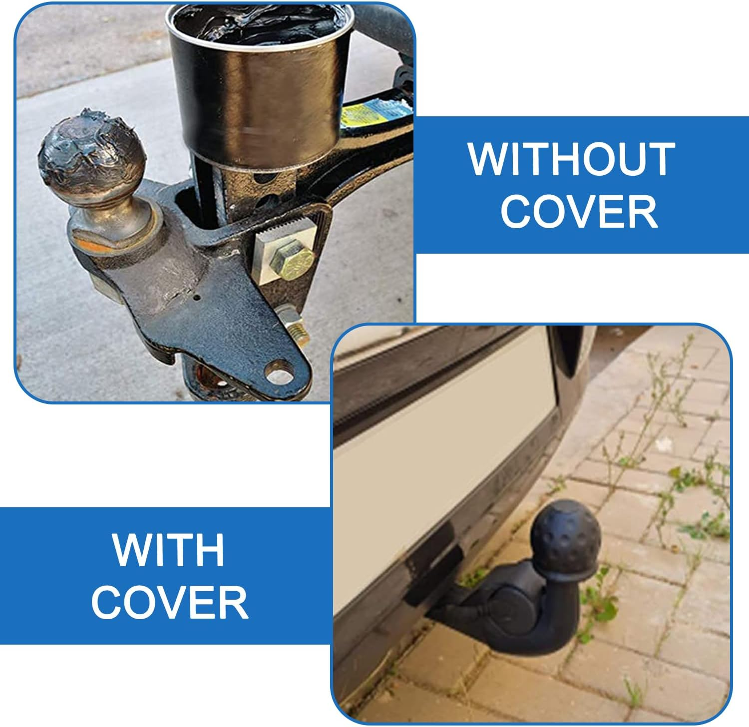 Towing Hitch Cover, Black Towing Hitch Protective Cap Rubber Cover Towing Hitch Trailer Ball Cover Ball Head Protective Cover for Trailers (Spherical) Pack of 2 image number 5