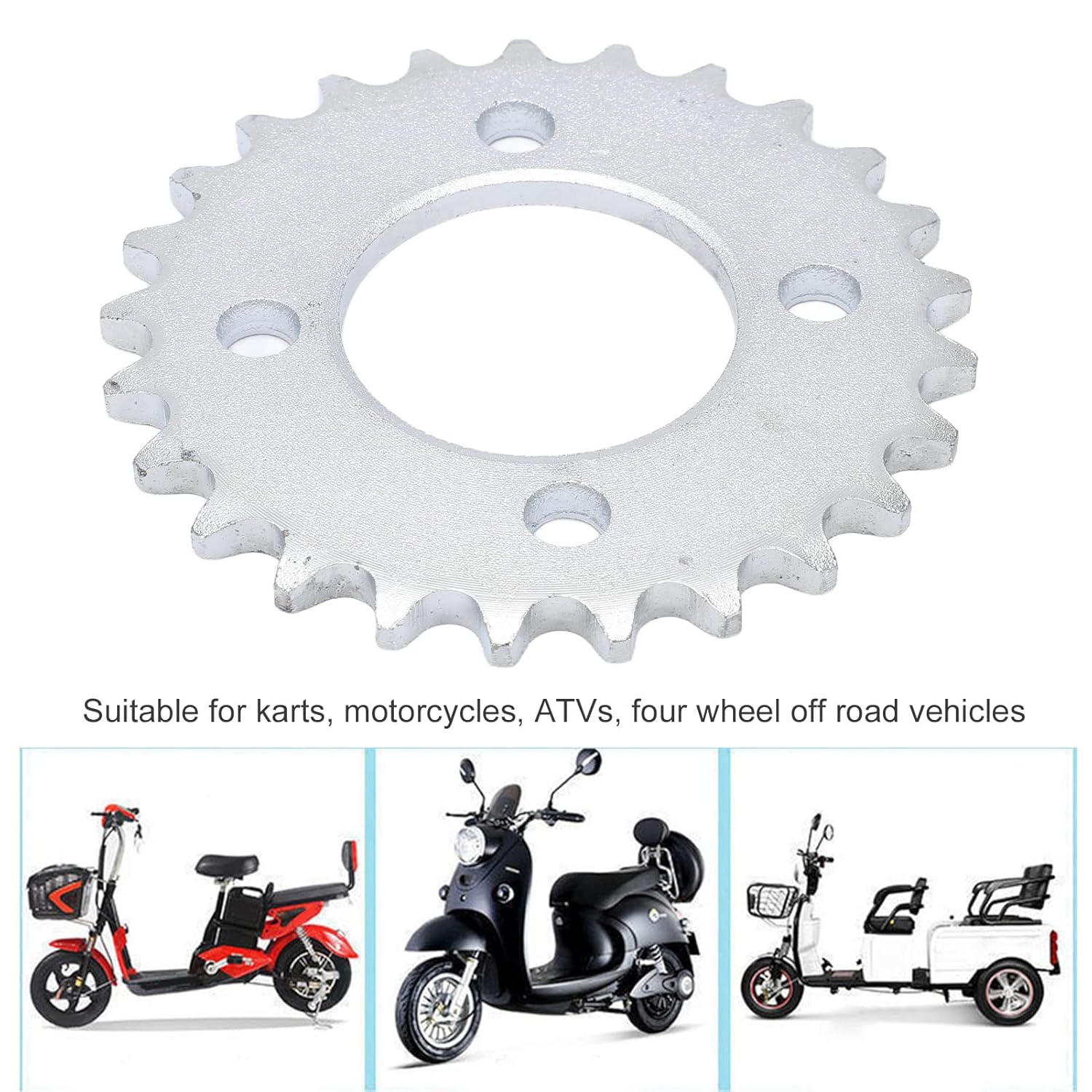 Hapivida 420 25T 48Mm Motorcycle Rear Chain Sprocket, Rear Sprocket Cog Steel Rear Drive Sprocket Electric Bicycle Modification for Dirt Pit Bike ATV 4 Wheel Go Kart Motorcycle image number 6