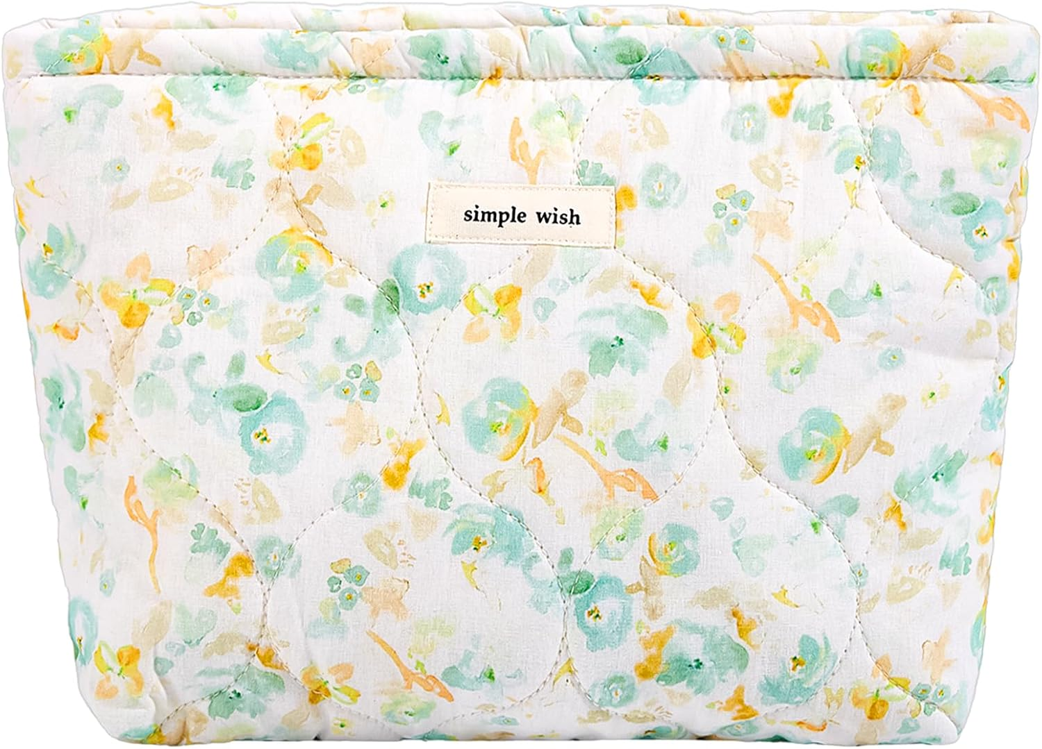 2 Pcs Floral Makeup Bag Large Travel Cotton Quilted Cosmetic Makeup Bag Organizer, Cute Coquette Aesthetic Zipper Portable Pouch Purse Storage Toiletry Bag for Women Girls Accessories, L-Green image number 1