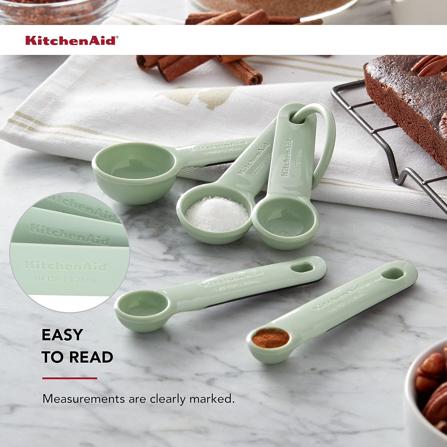 Kitchenaid Universal Measuring Spoon Set, 5-Piece, Pistachio image number 2